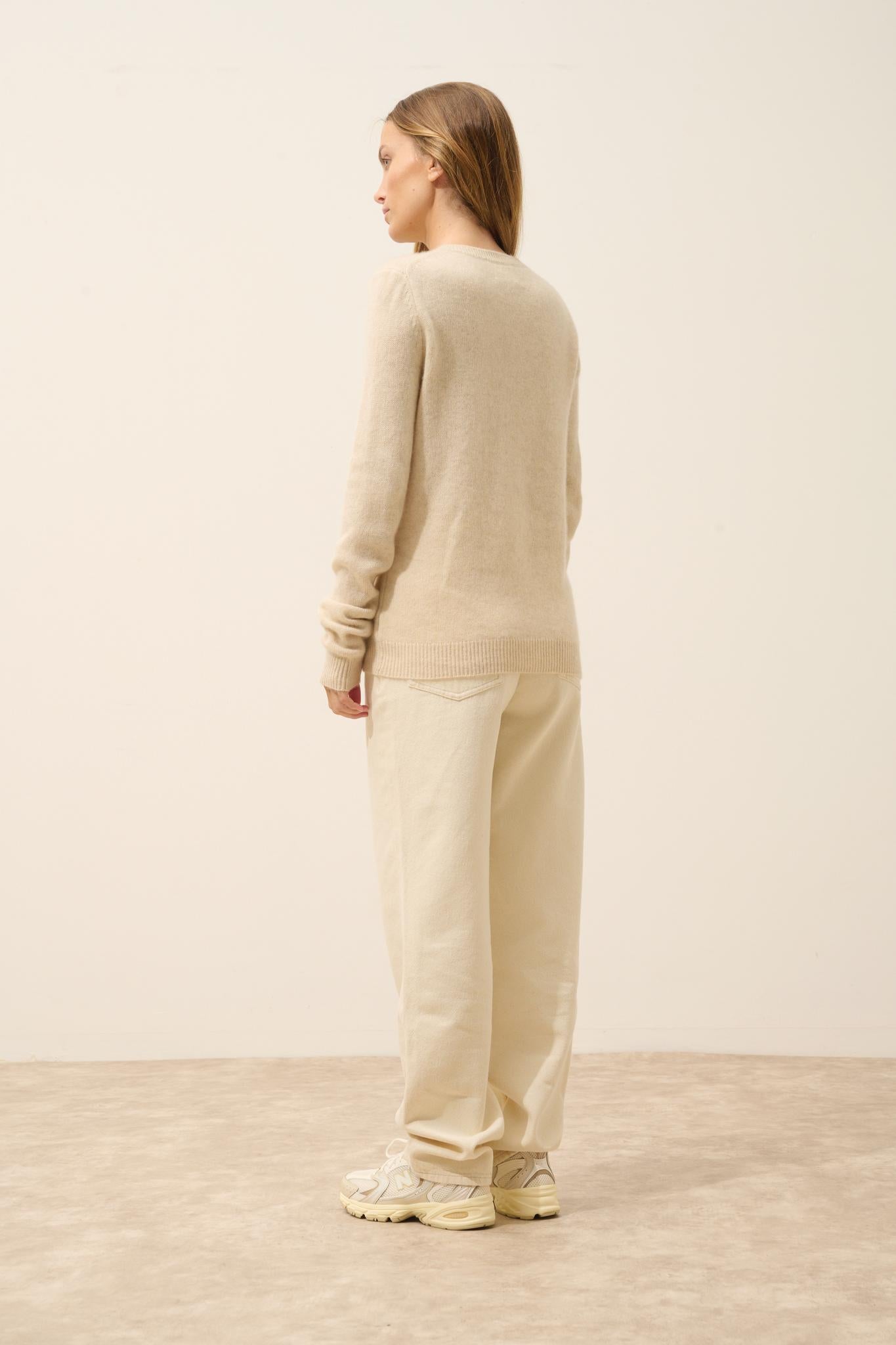 ROSE cardigan col rond avoine