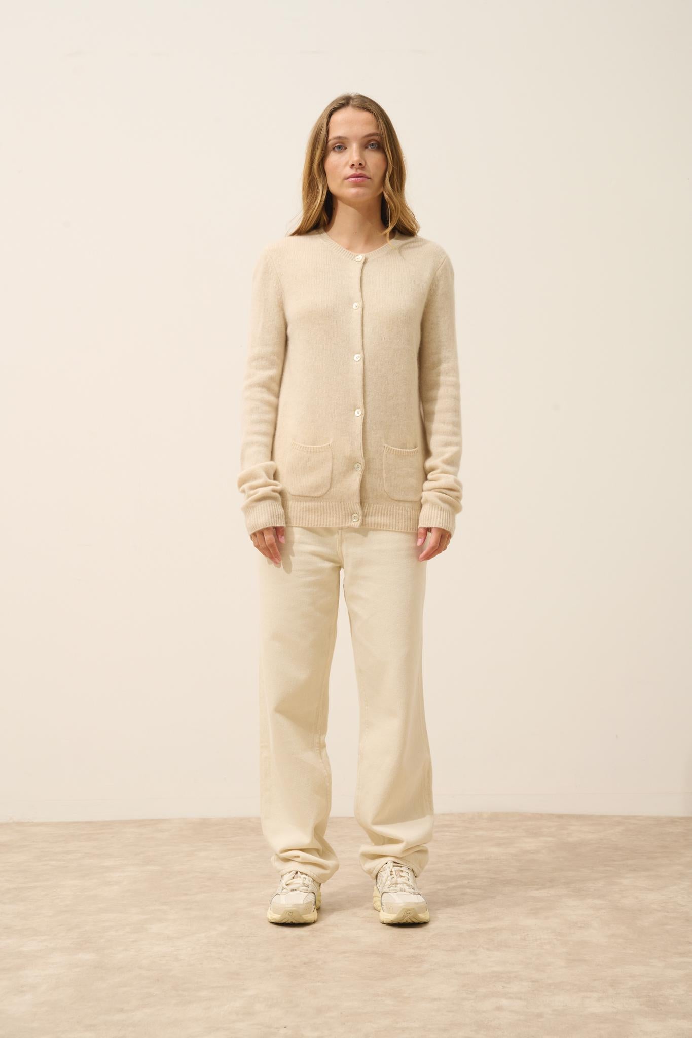 ROSE cardigan col rond avoine