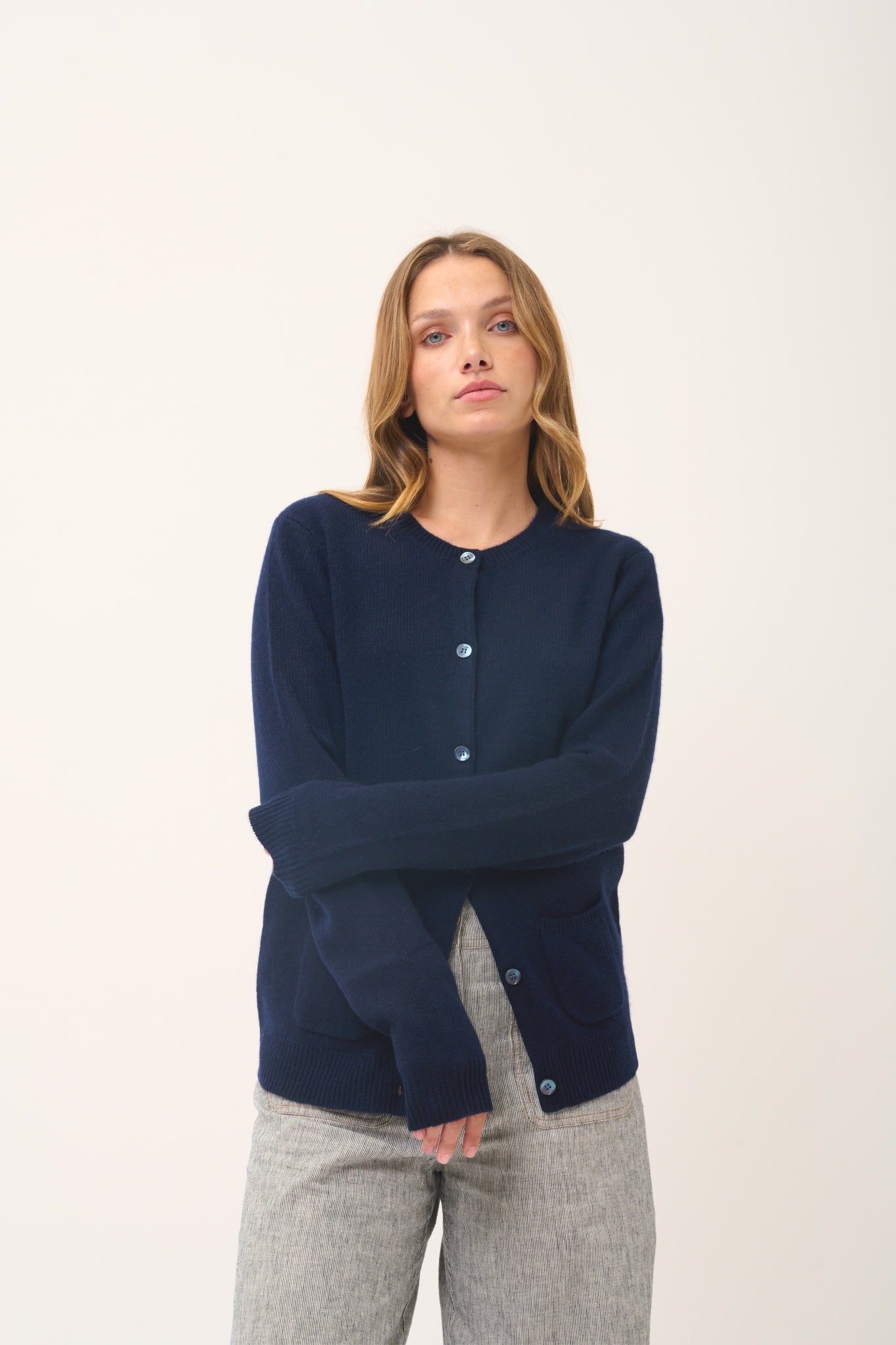 ROSE cardigan col rond navy