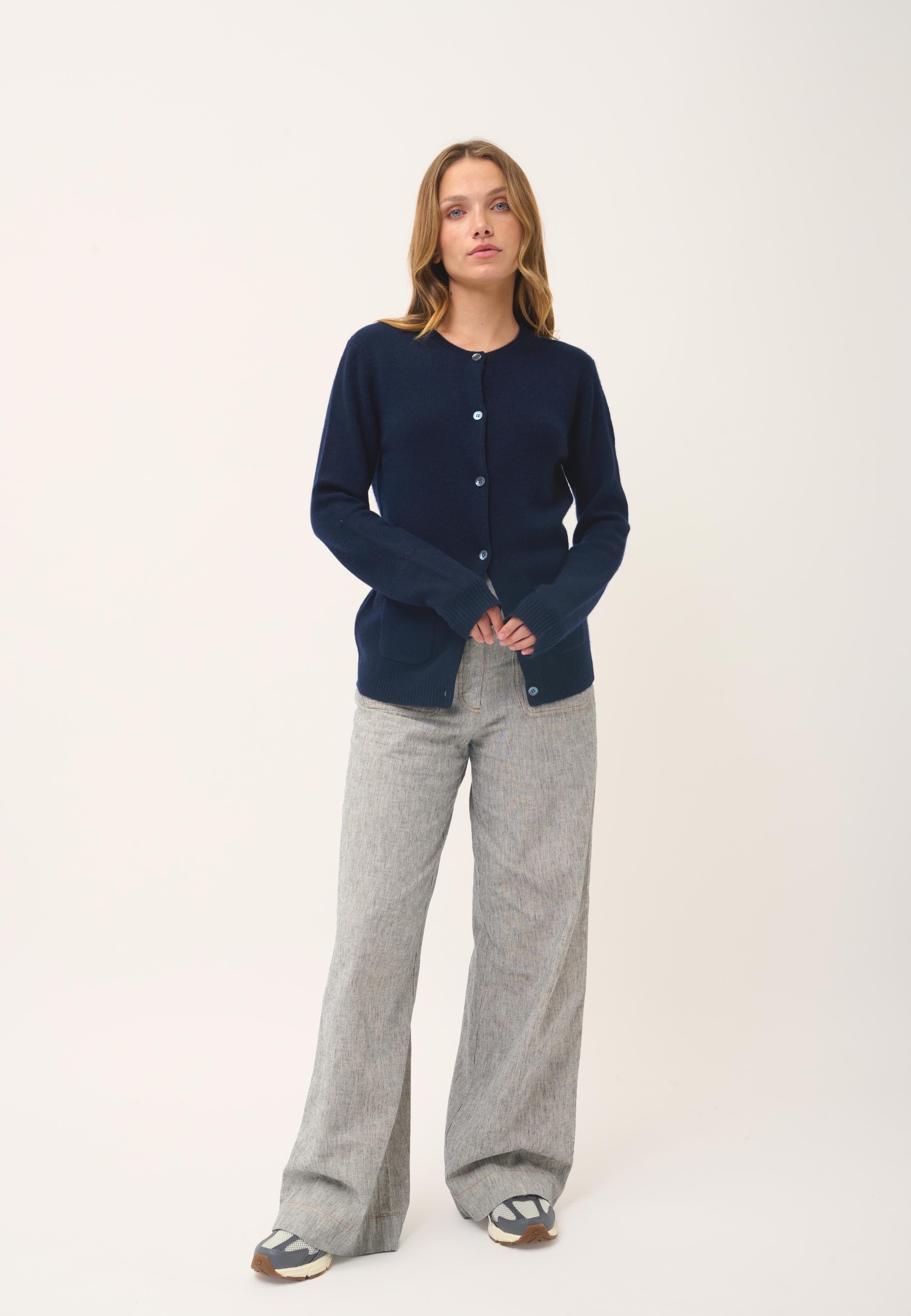 ROSE cardigan col rond navy