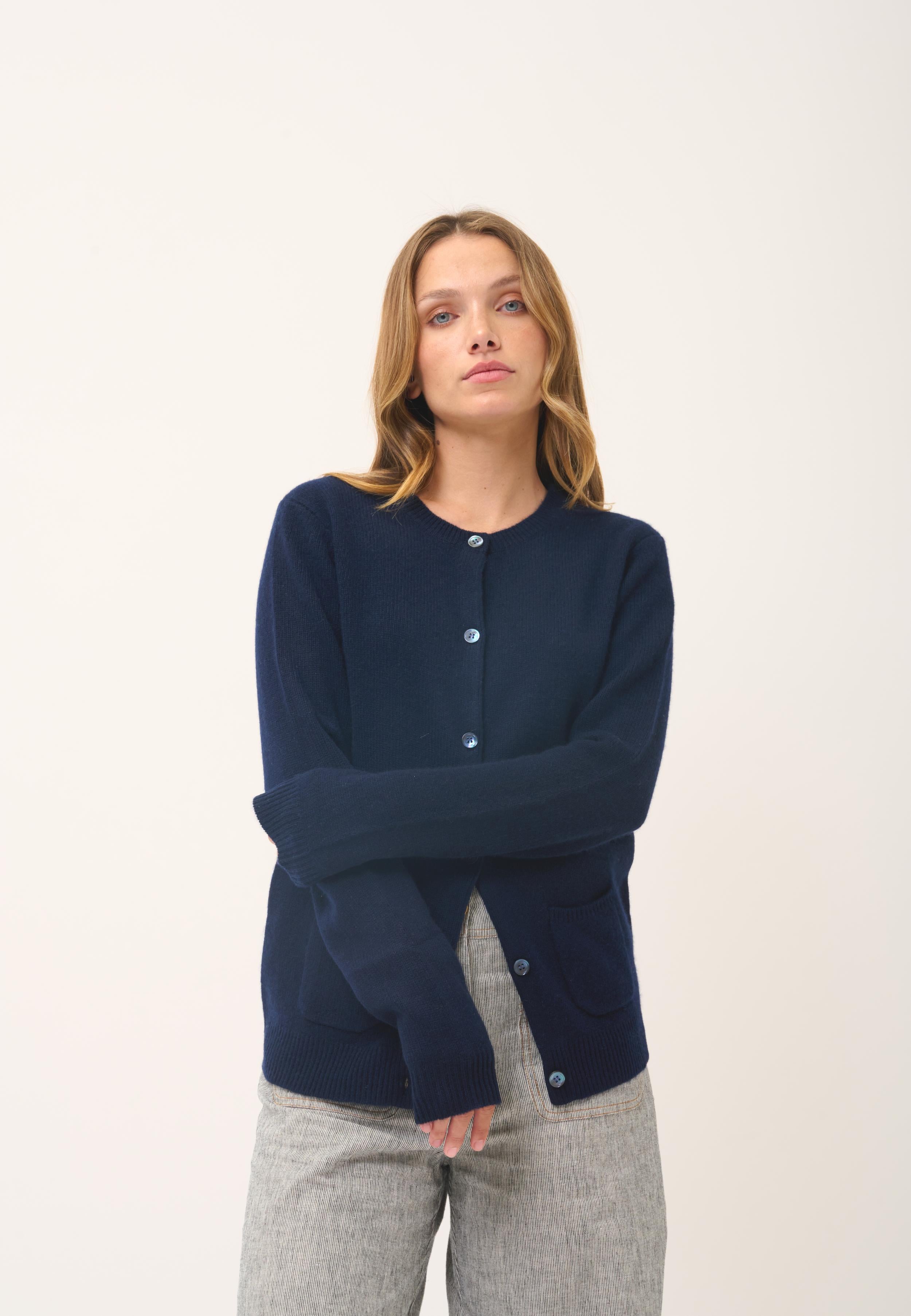 ROSE cardigan col rond navy