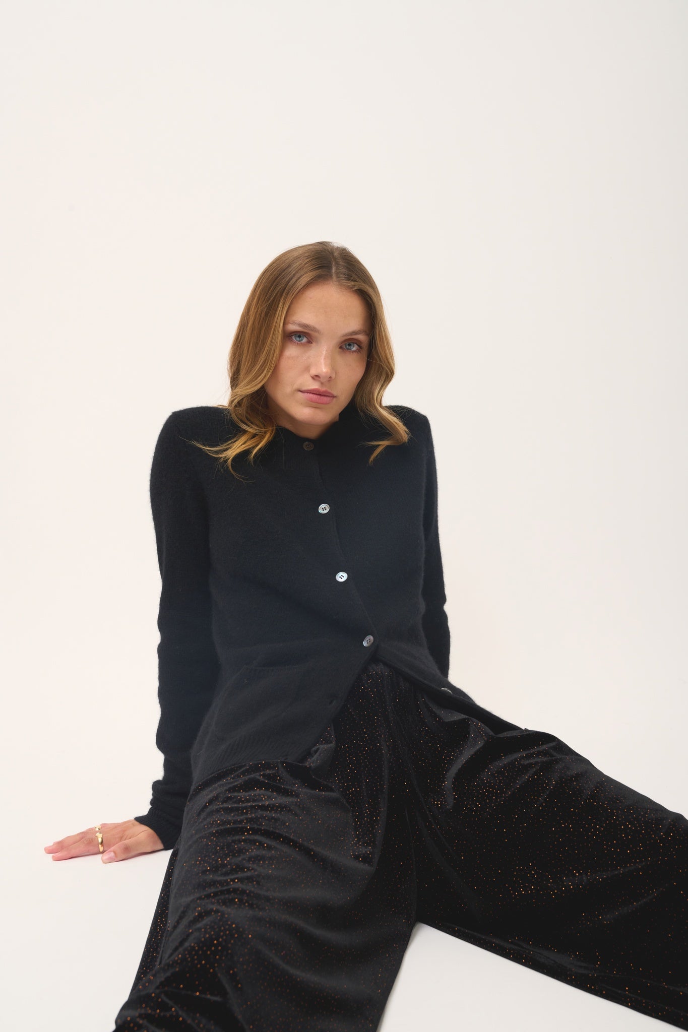 ROSE cardigan col rond noir