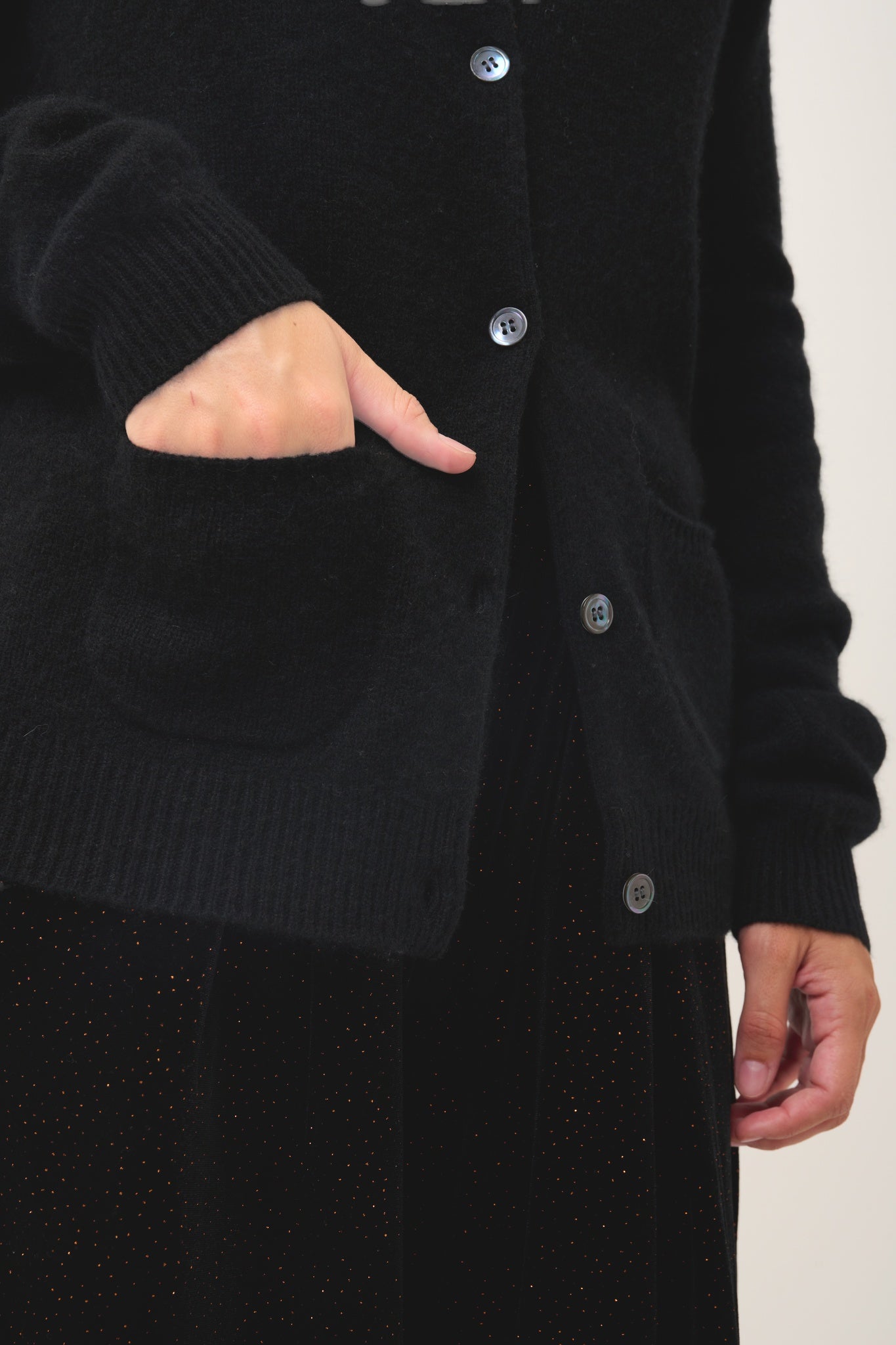 ROSE cardigan col rond noir