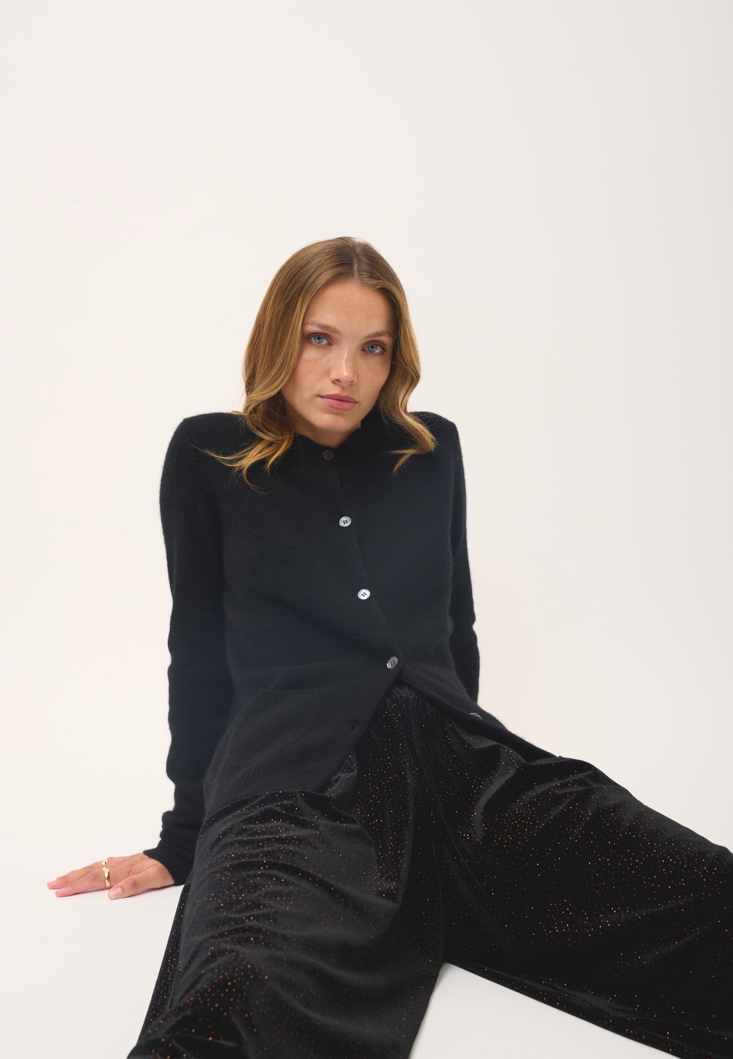 ROSE cardigan col rond noir