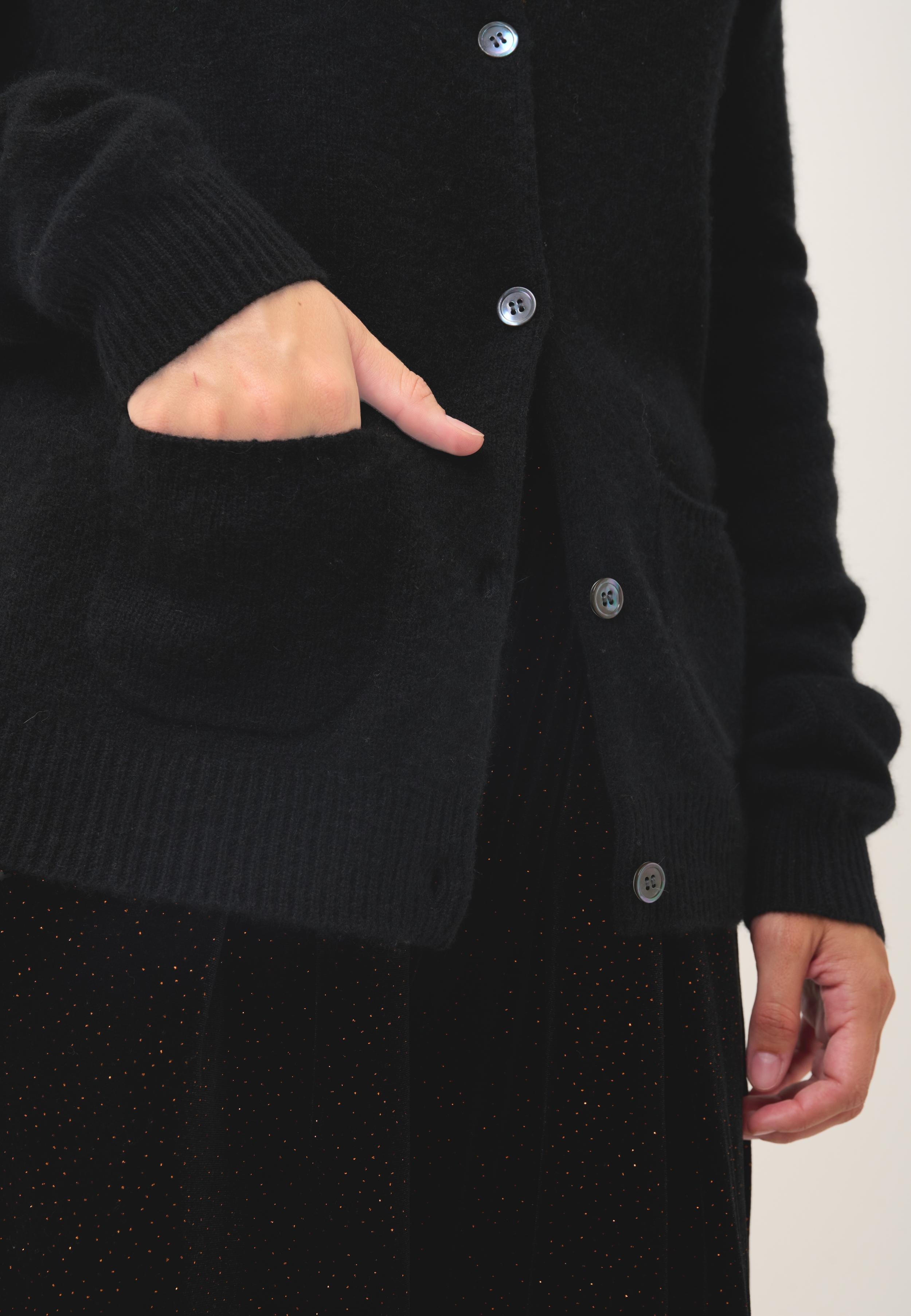 ROSE cardigan col rond noir