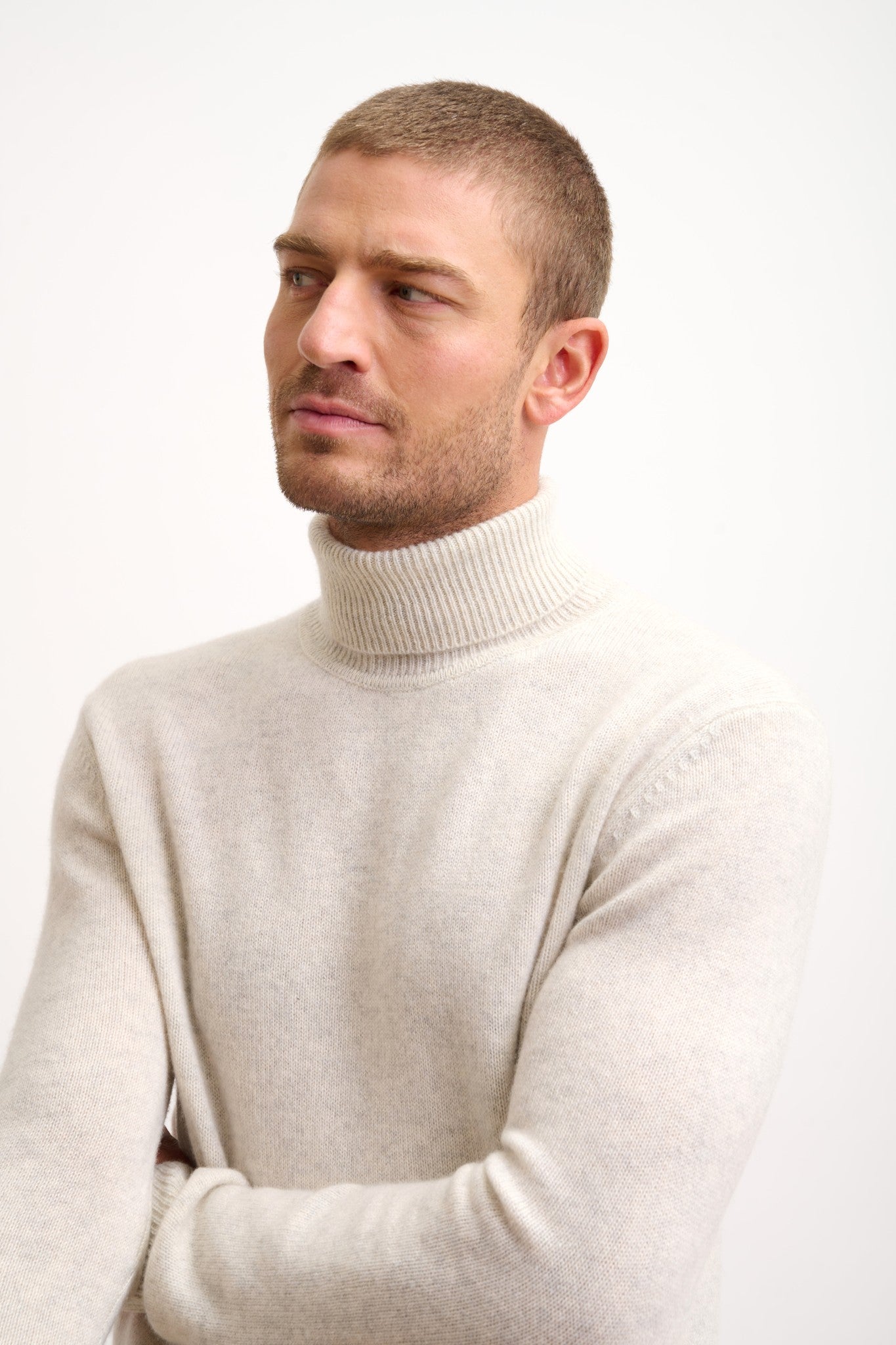 sacha pull col roulé 4 fils gris perle chiné 100% cachemire