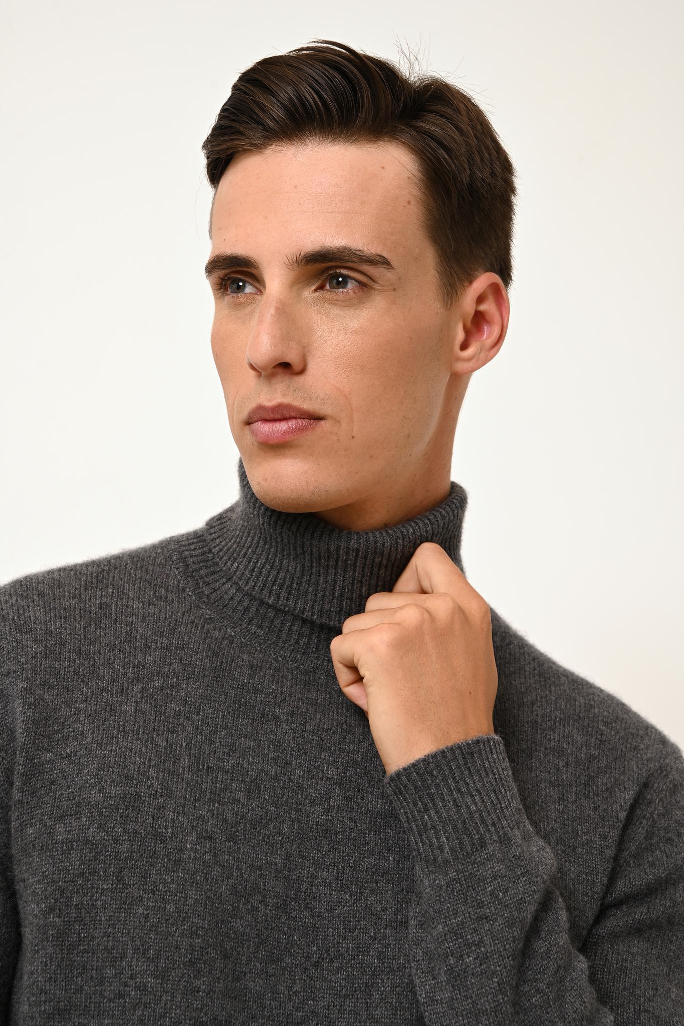 SACHA pull col roulé anthracite chiné