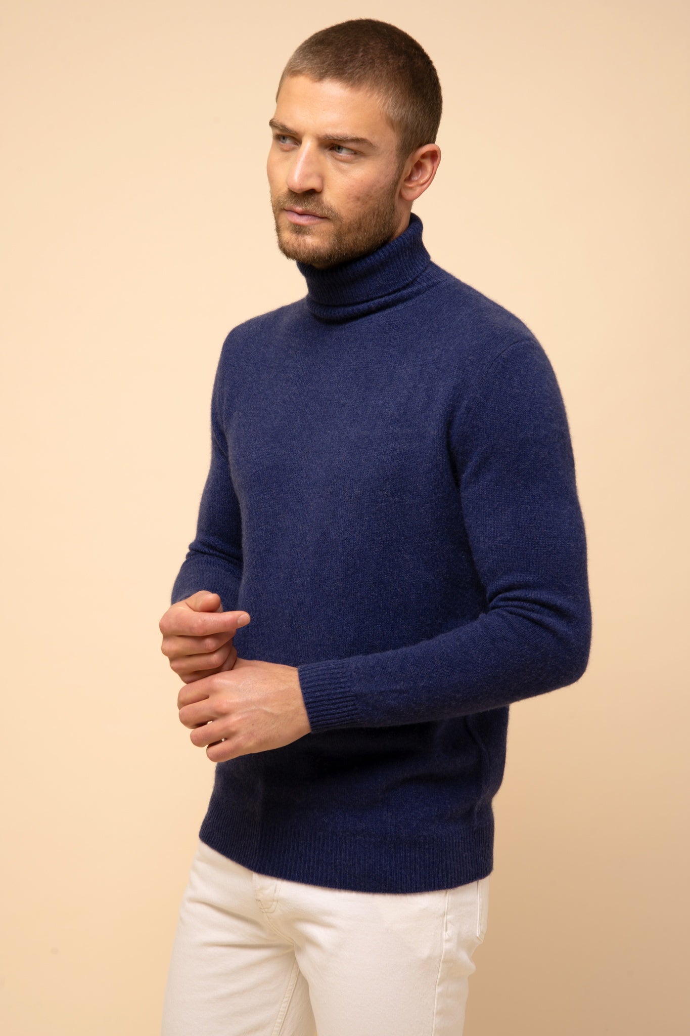 SACHA pull col roulé bleu nuit