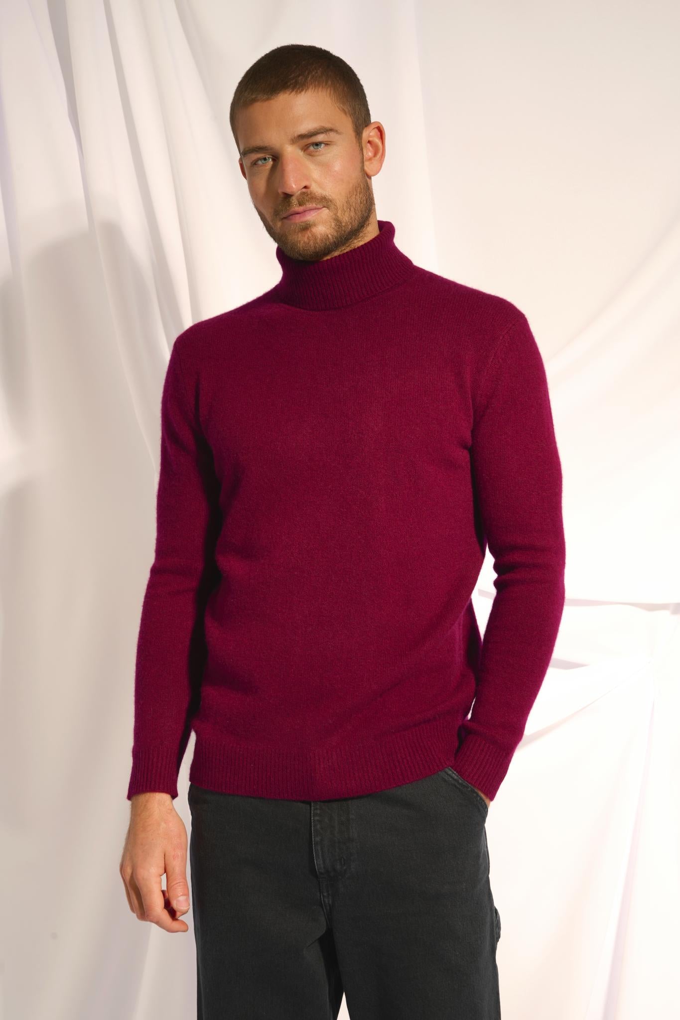 SACHA pull col roulé bordeaux