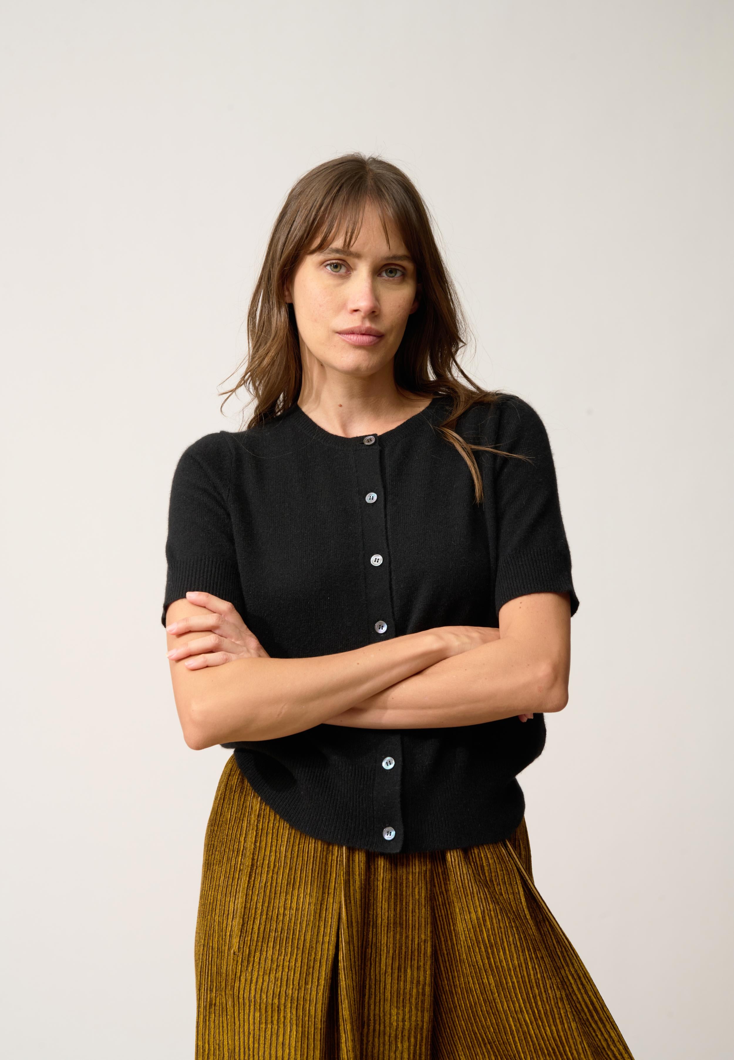 SAMUEL cardigan col rond noir