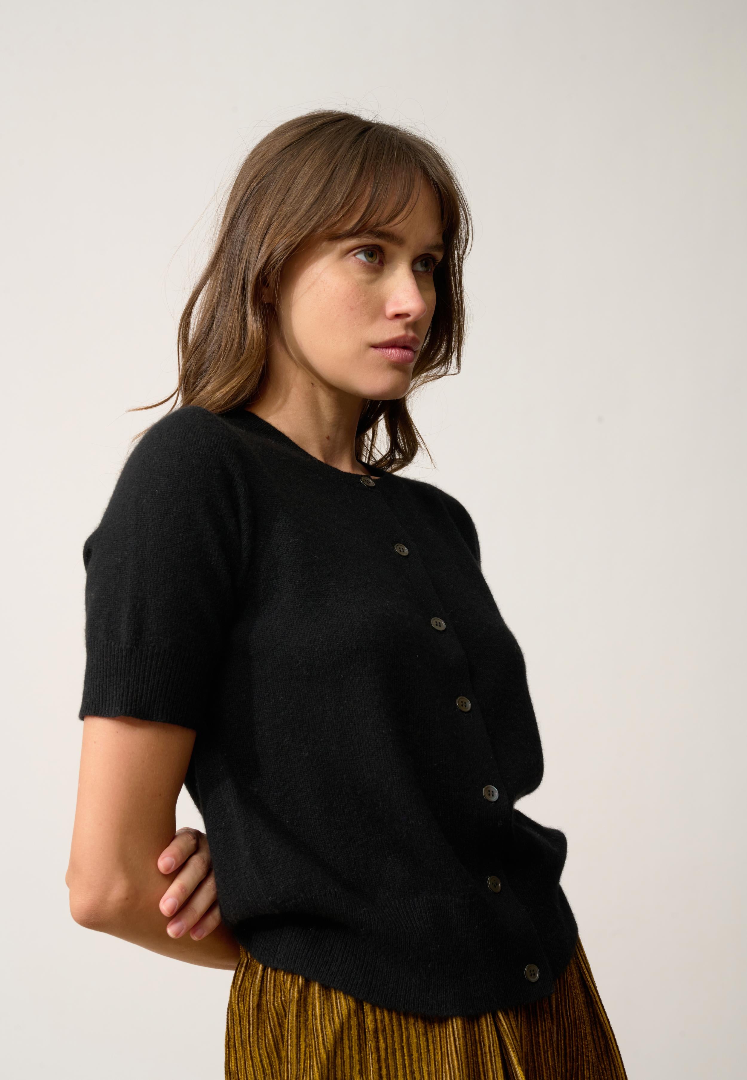SAMUEL cardigan col rond noir