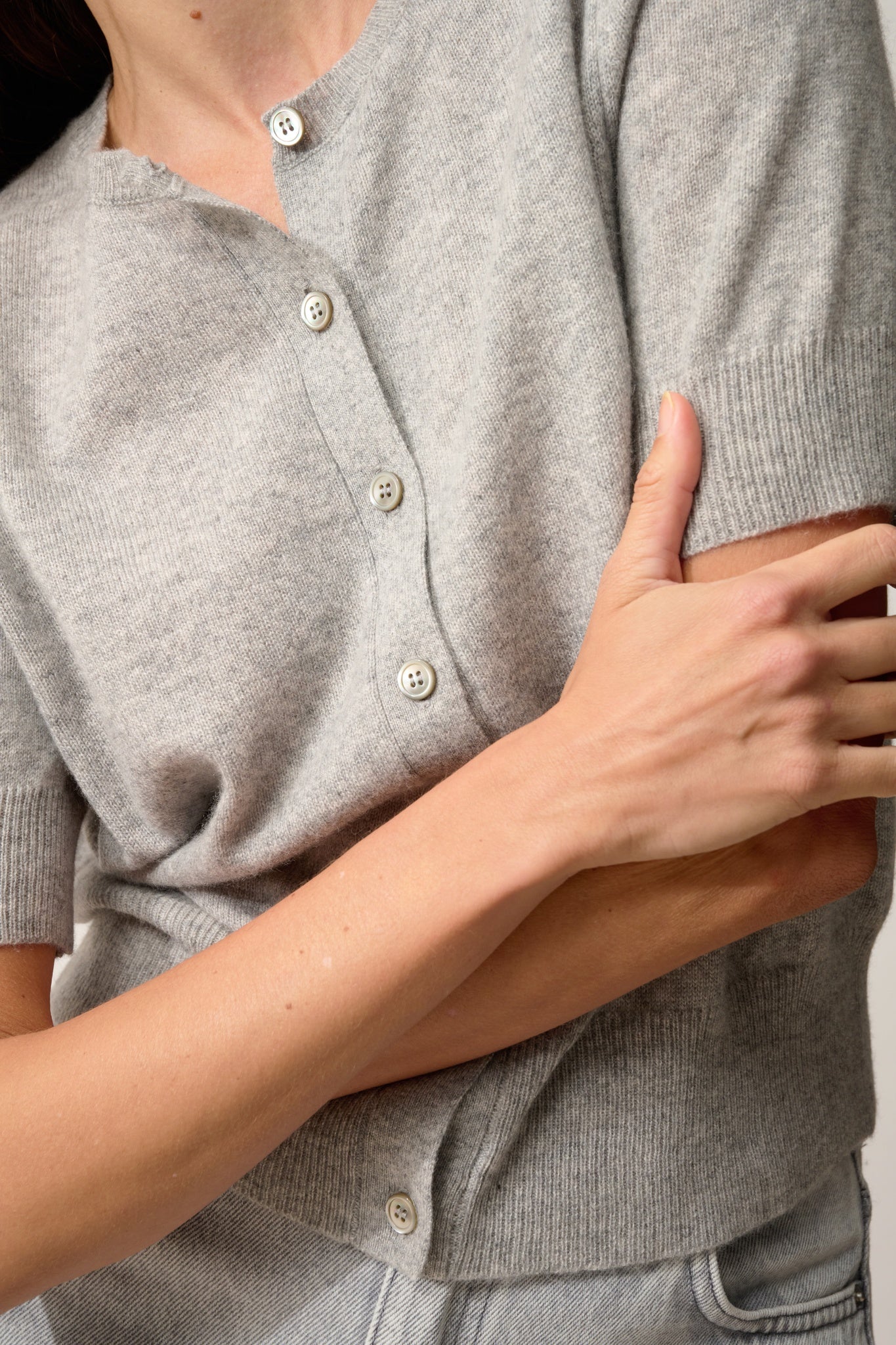 SAMUEL cardigan col rond nuage chiné