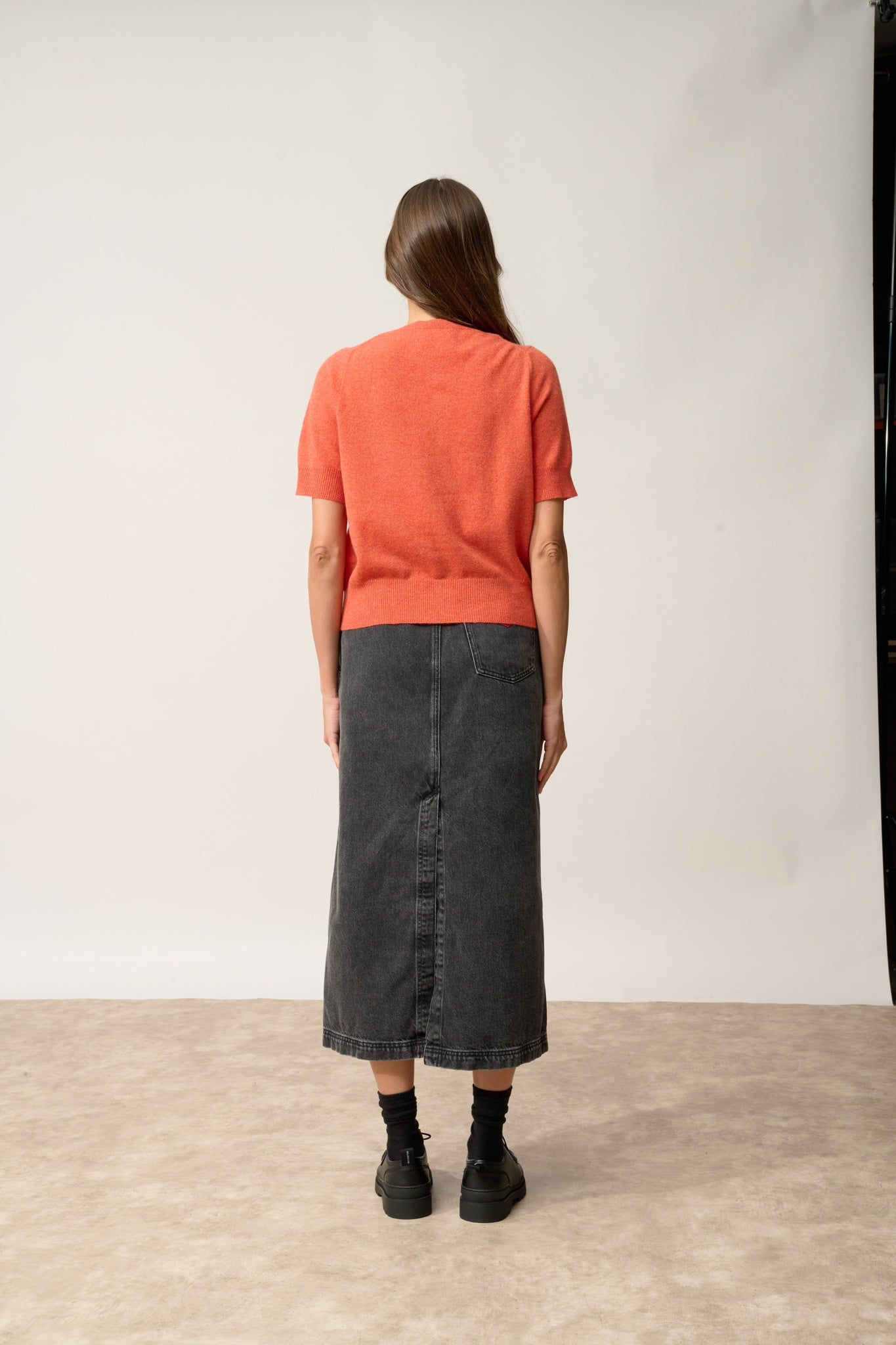 SAMUEL cardigan col rond orange chiné