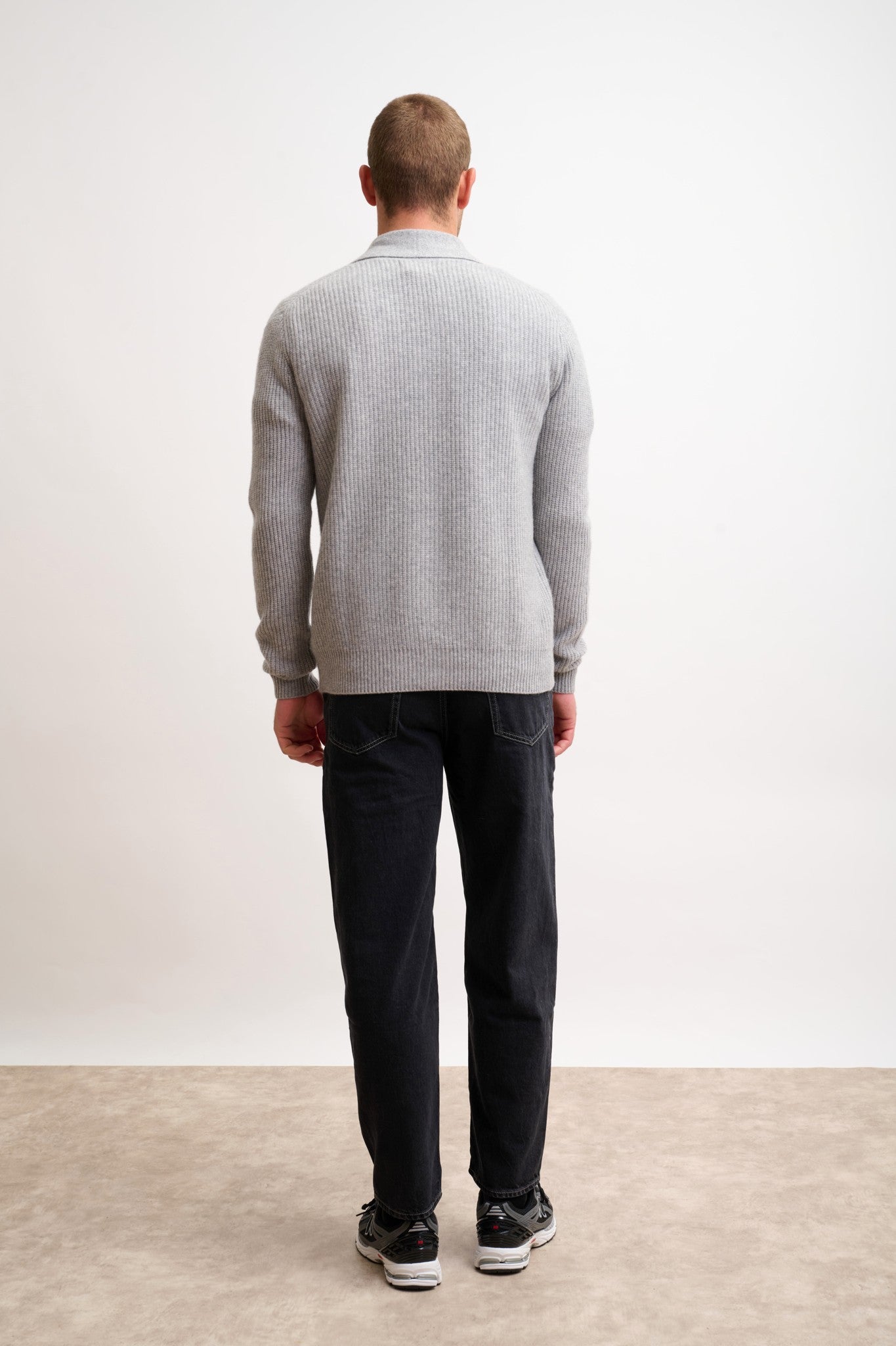 sanji veste boutonnée col châle 4 fils nuage chiné 100% cachemire