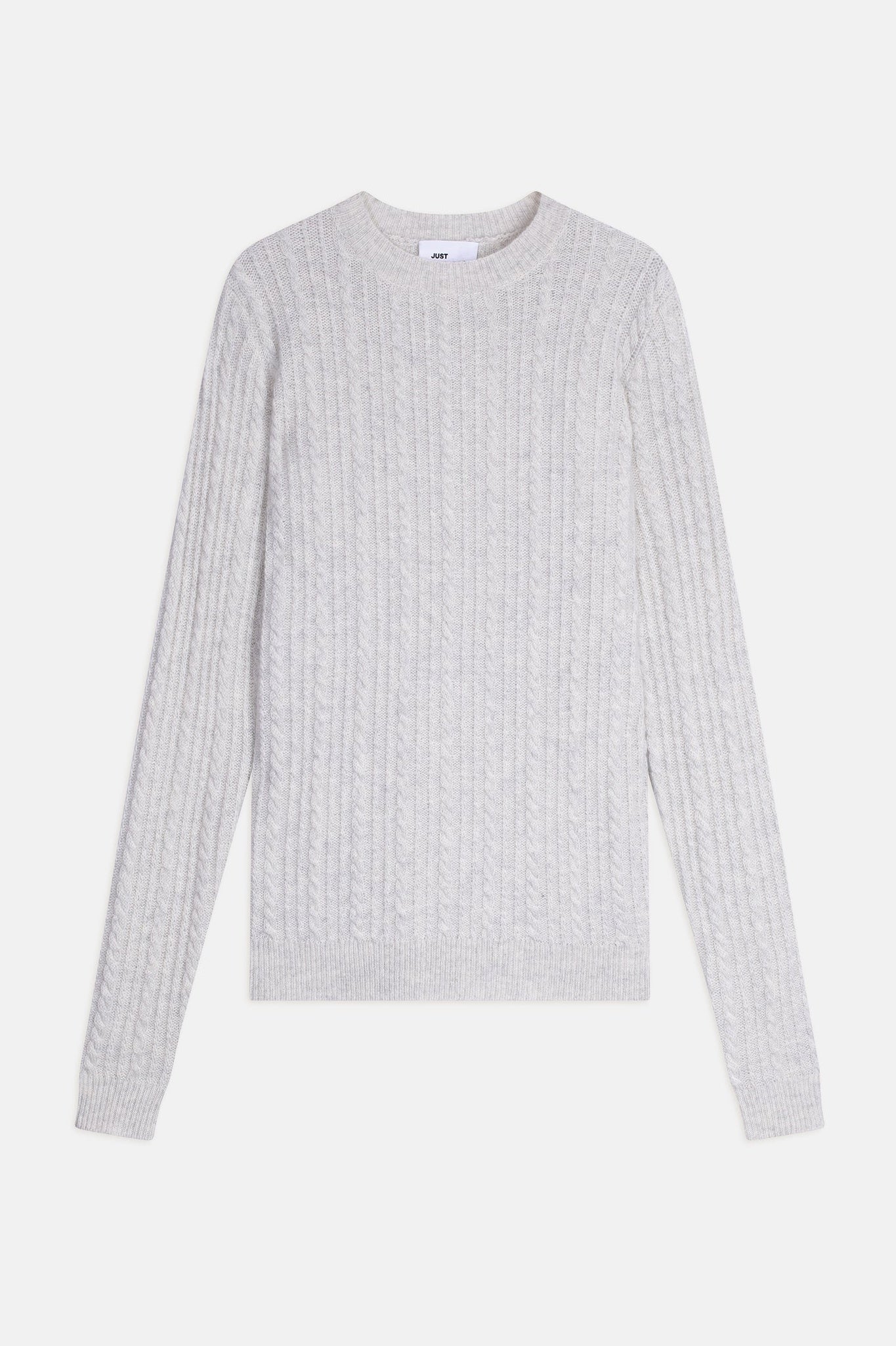 SARAH pearl gray marled crew neck sweater