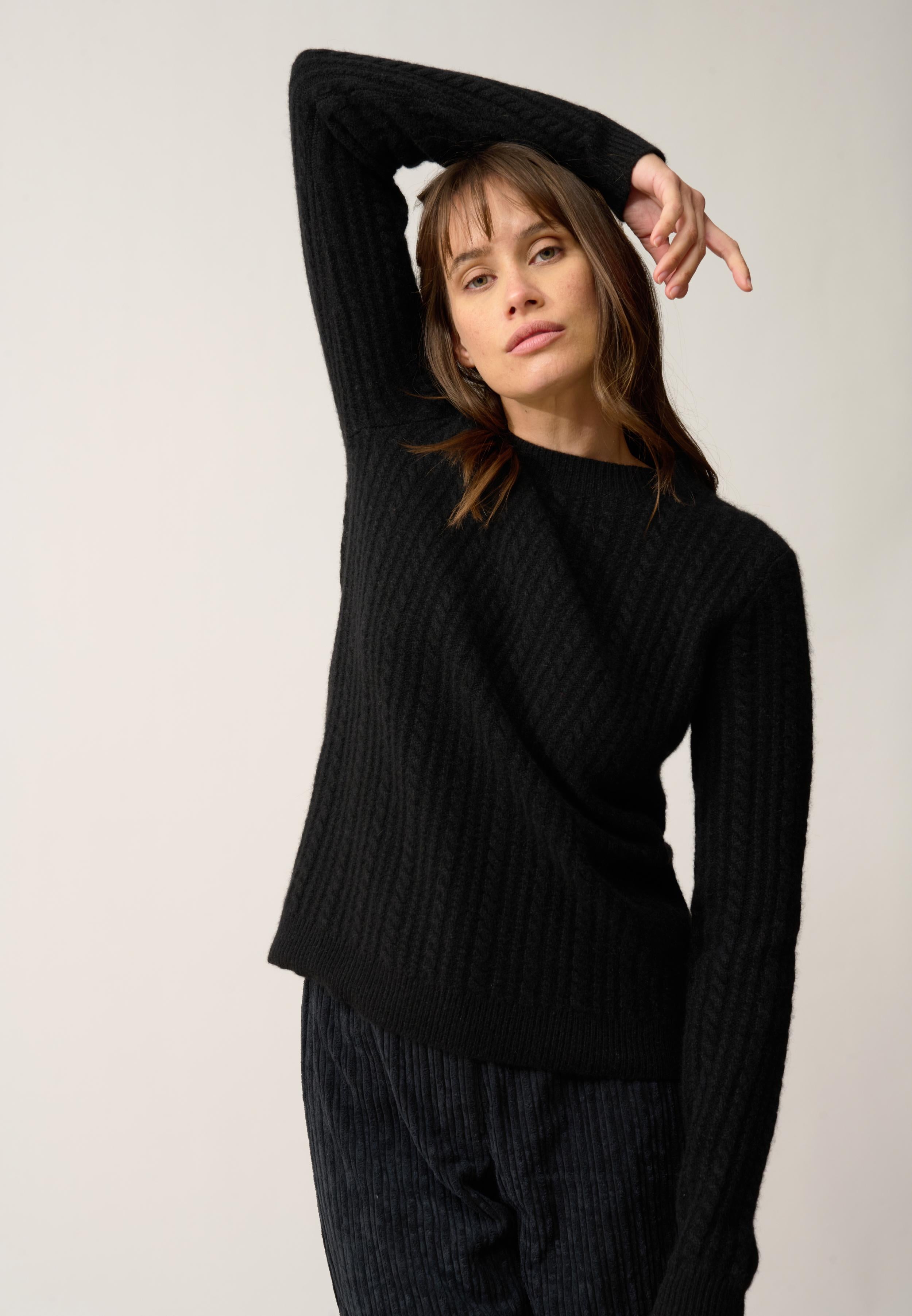 SARAH pull col rond noir