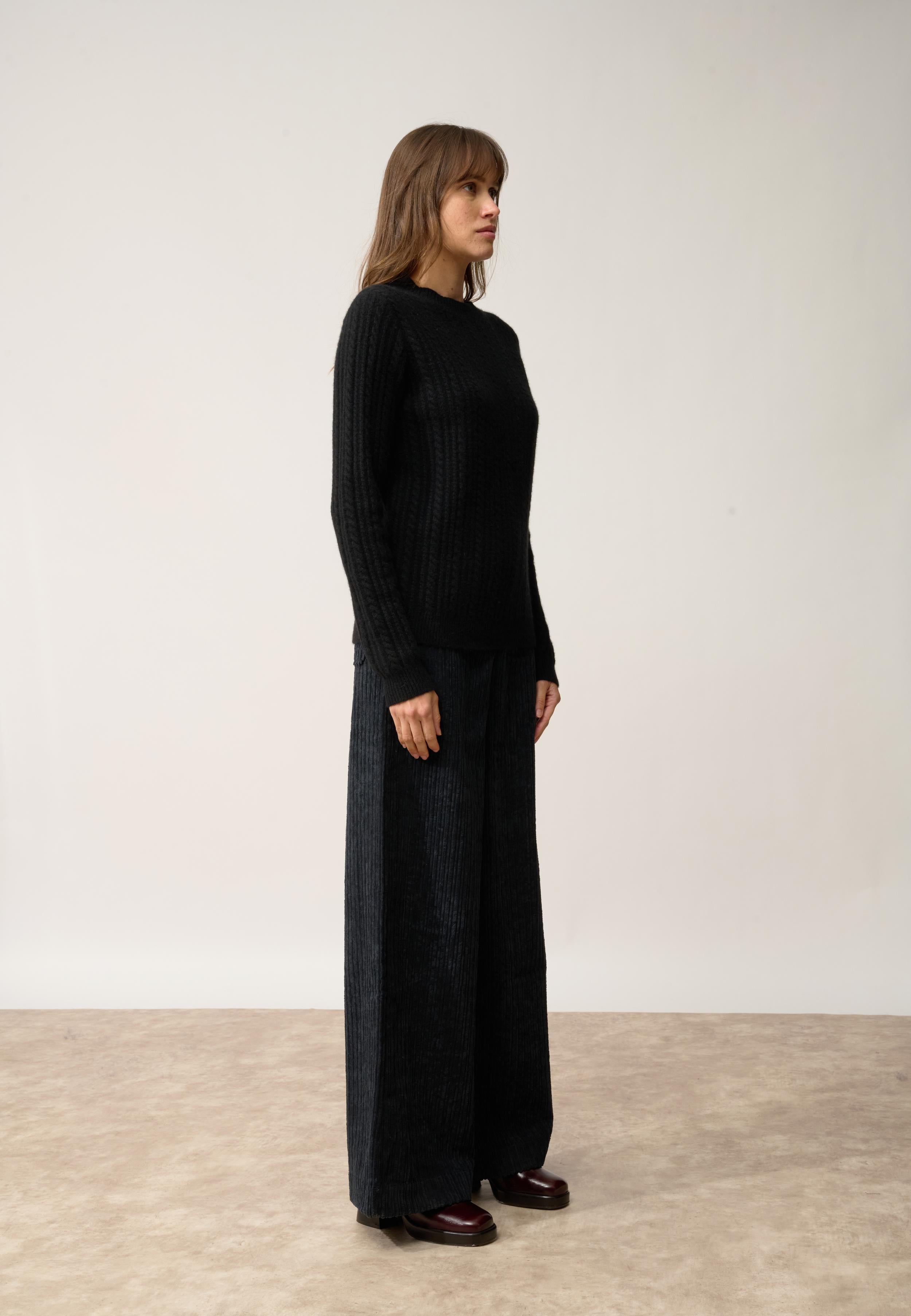 SARAH pull col rond noir