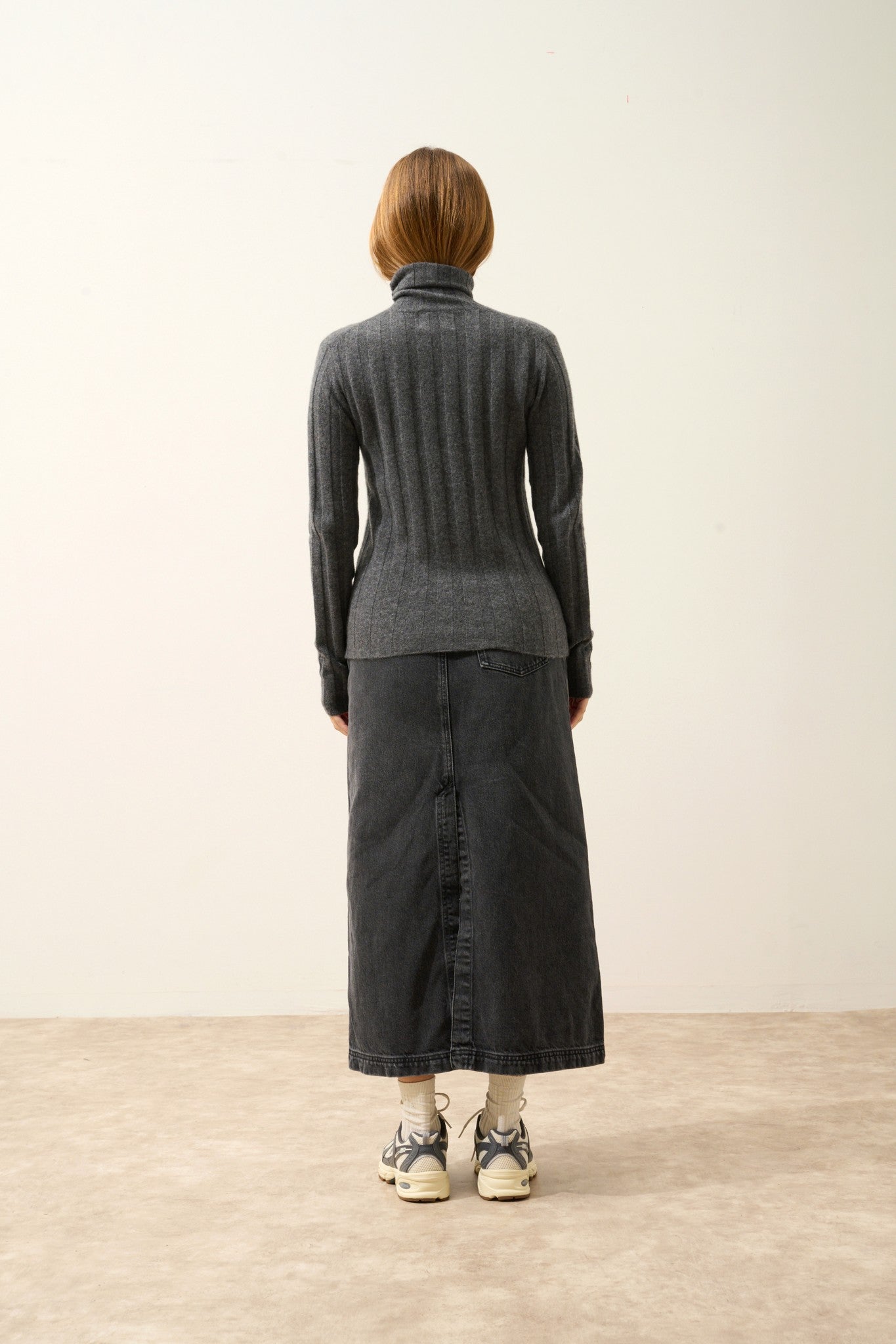 serelith pull col roulé anthracite chiné 100% cachemire