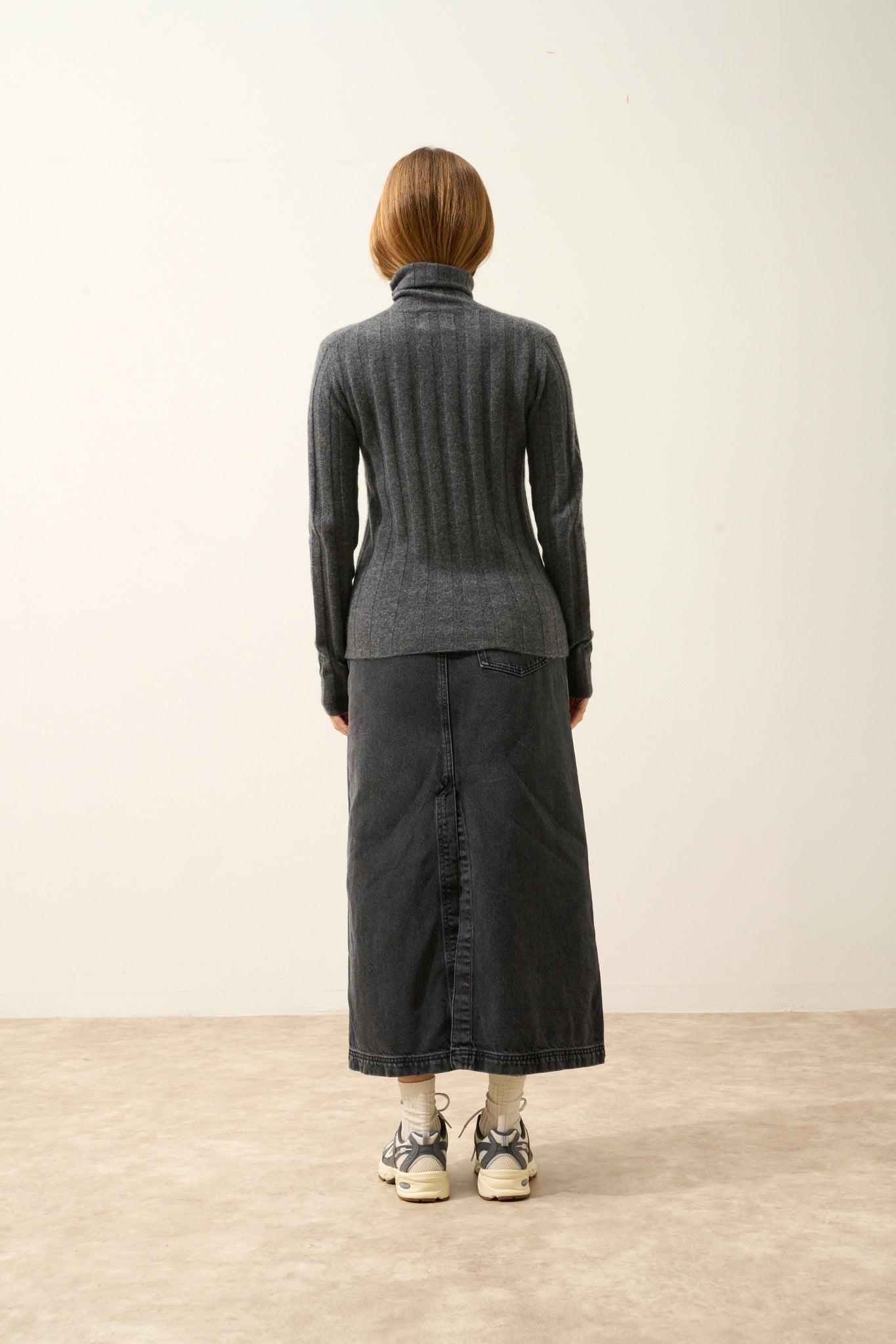 SERELITH pull col roulé anthracite chiné