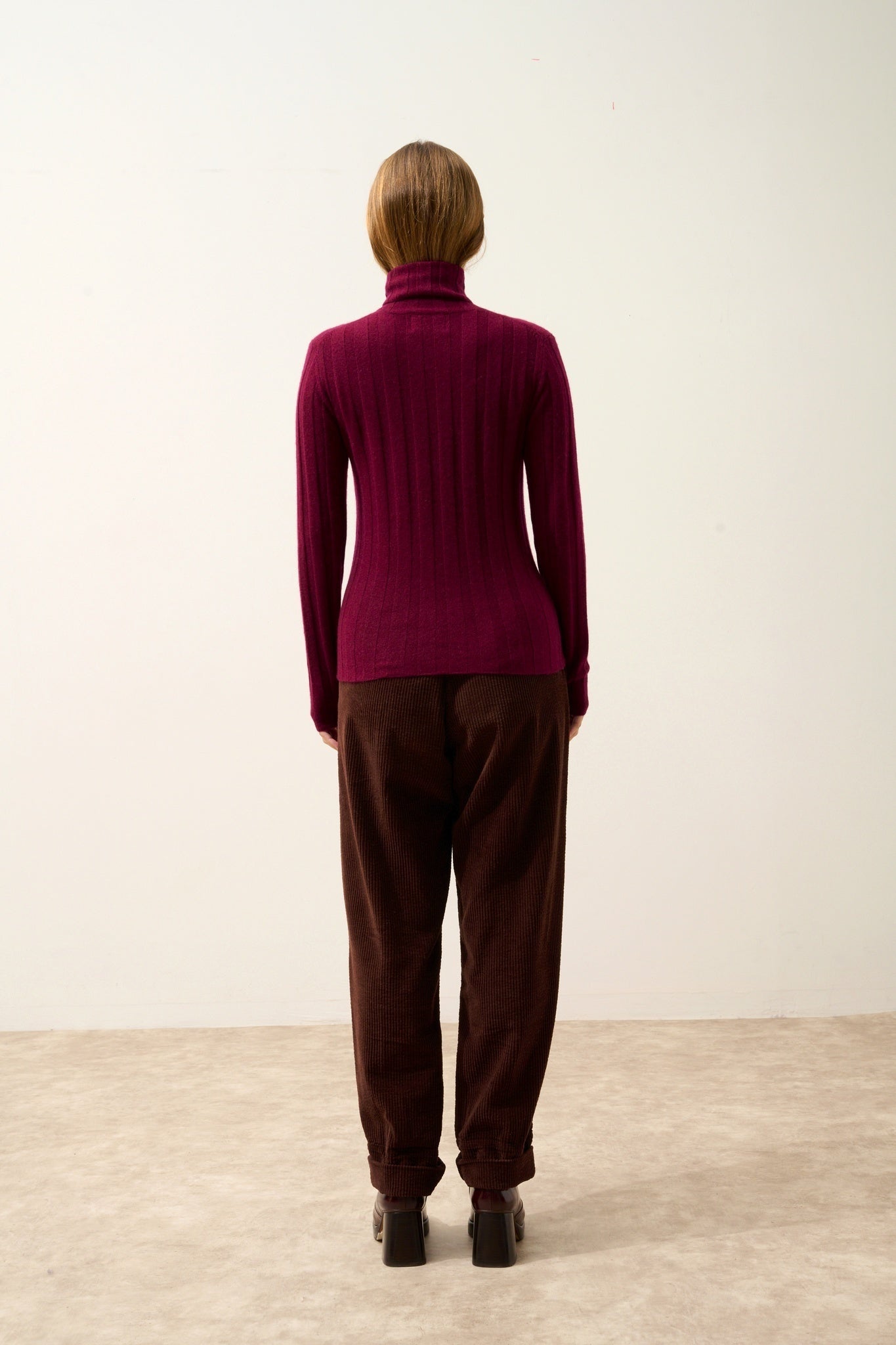 SERELITH pull col roulé bordeaux