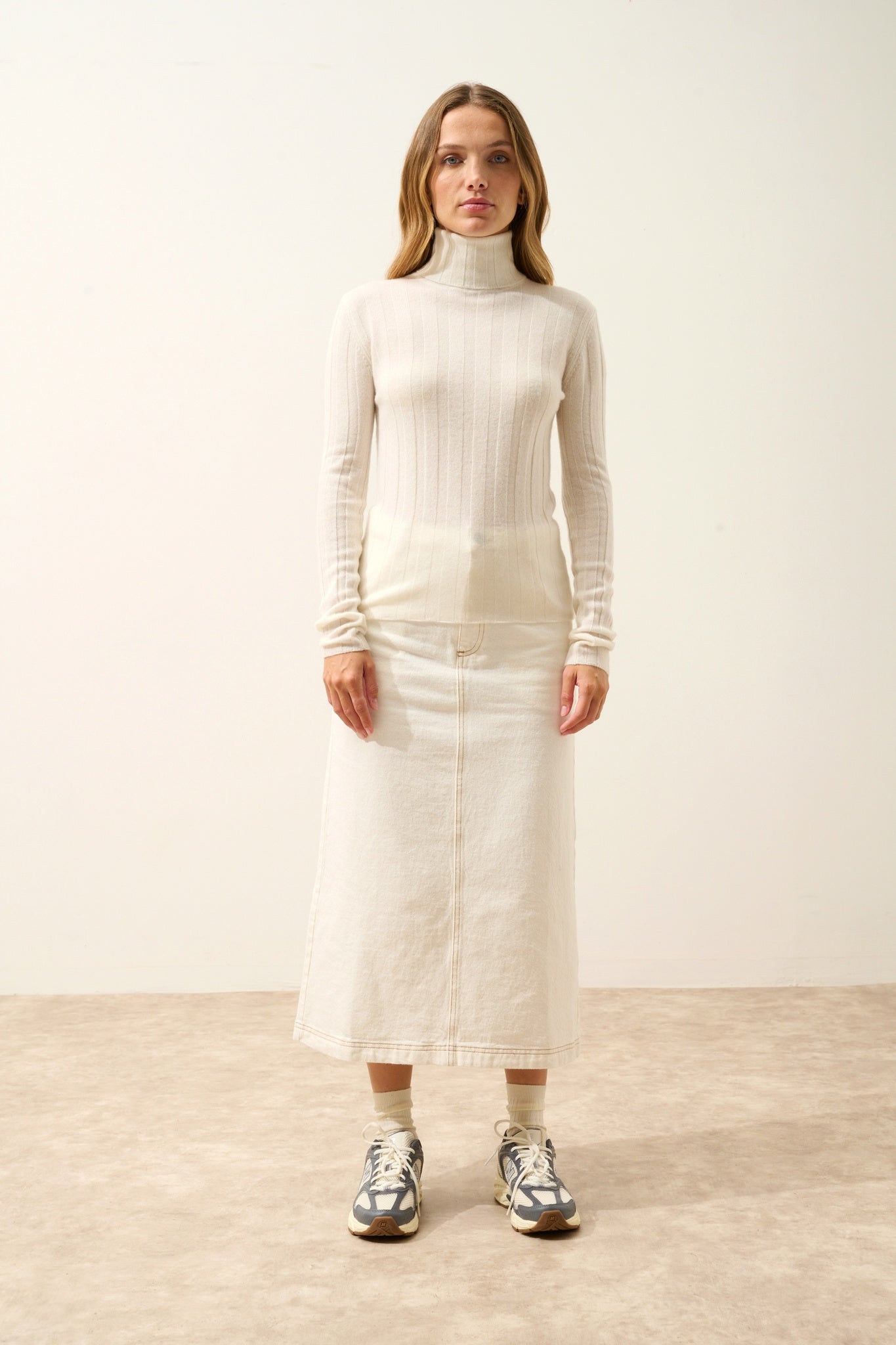 SERELITH pull col roulé ivoire