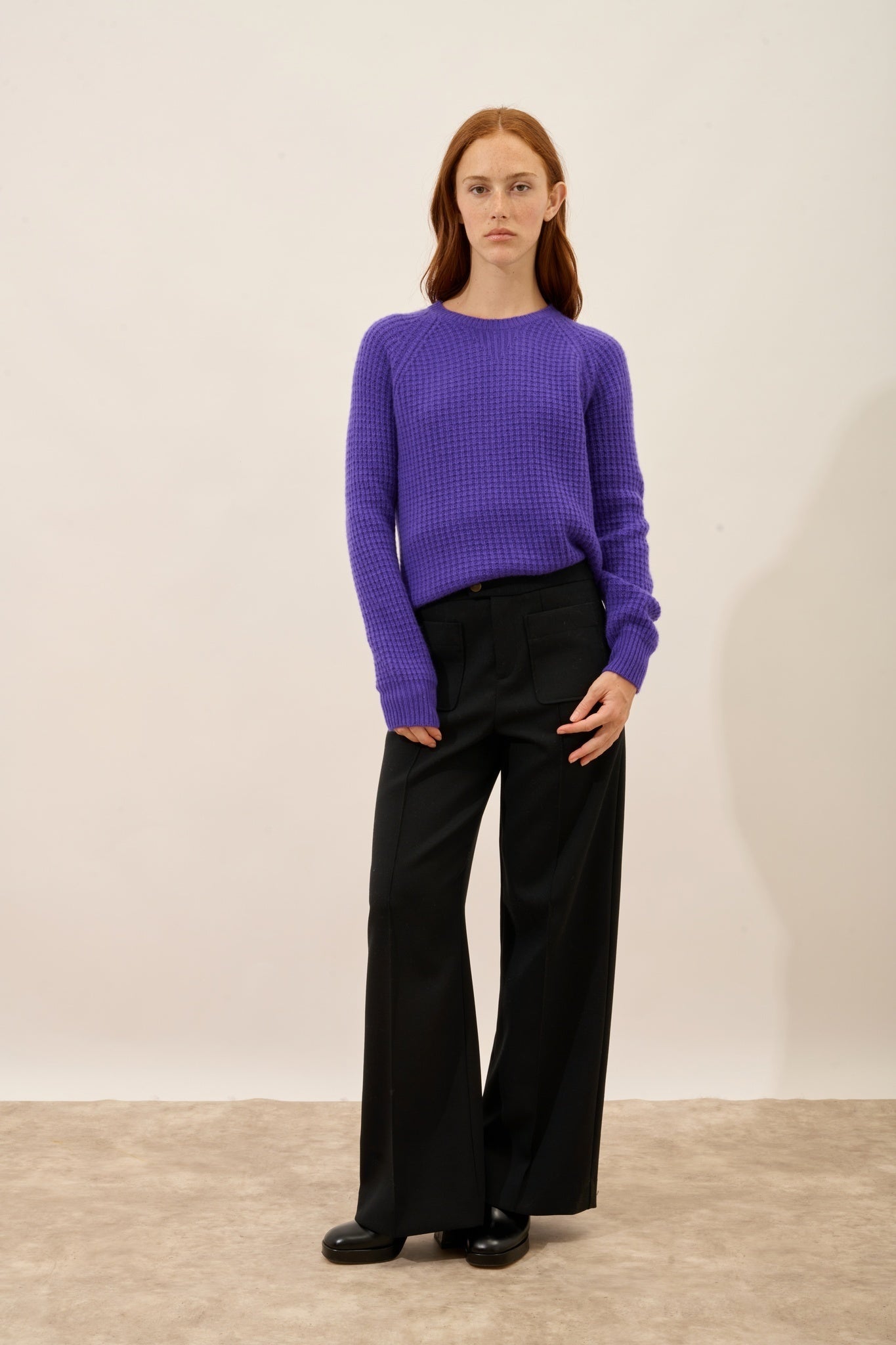 SERENIA pull col rond 6 fils améthyste