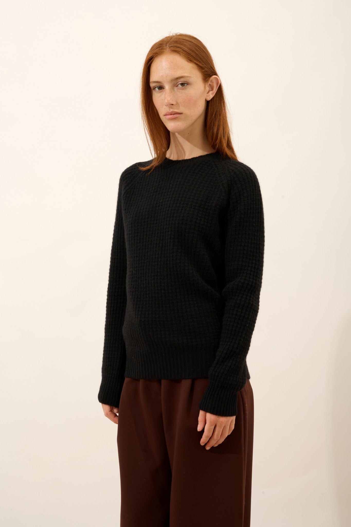 serenia pull col rond 6 fils noir 100% cachemire