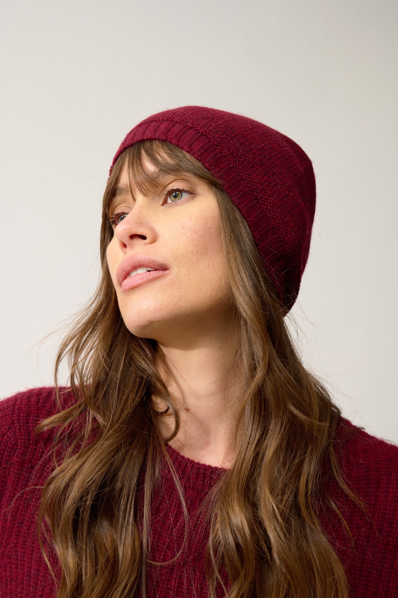 signy bonnet 4 fils cranberry chiné 100% cachemire