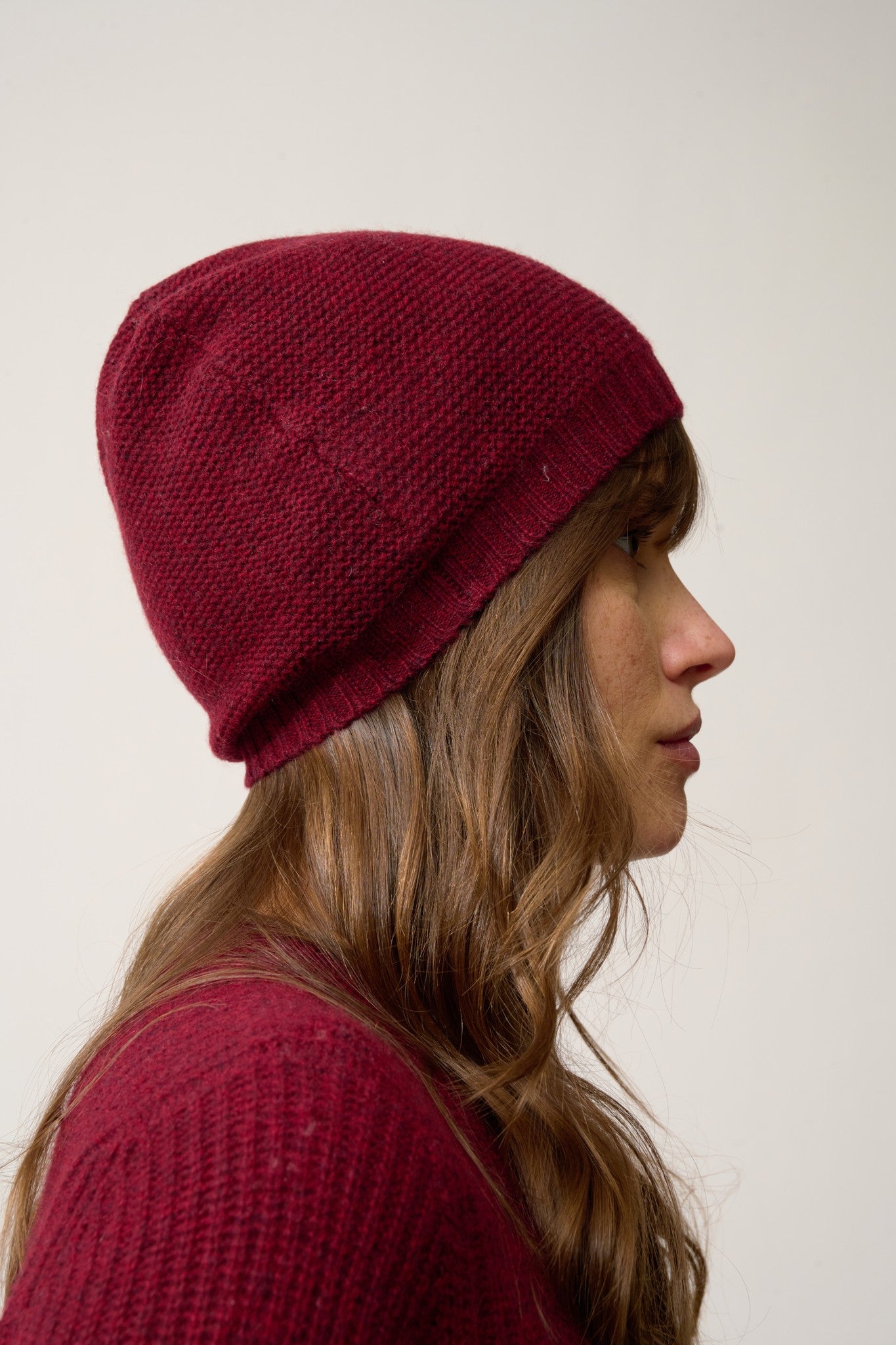 signy bonnet 4 fils cranberry chiné 100% cachemire