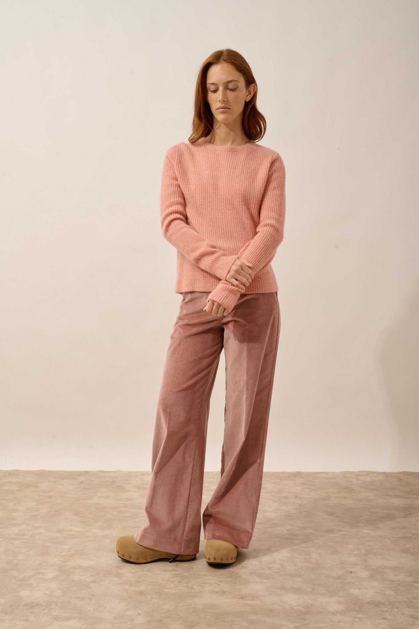 sigrun pull col rond 4 fils corail chiné