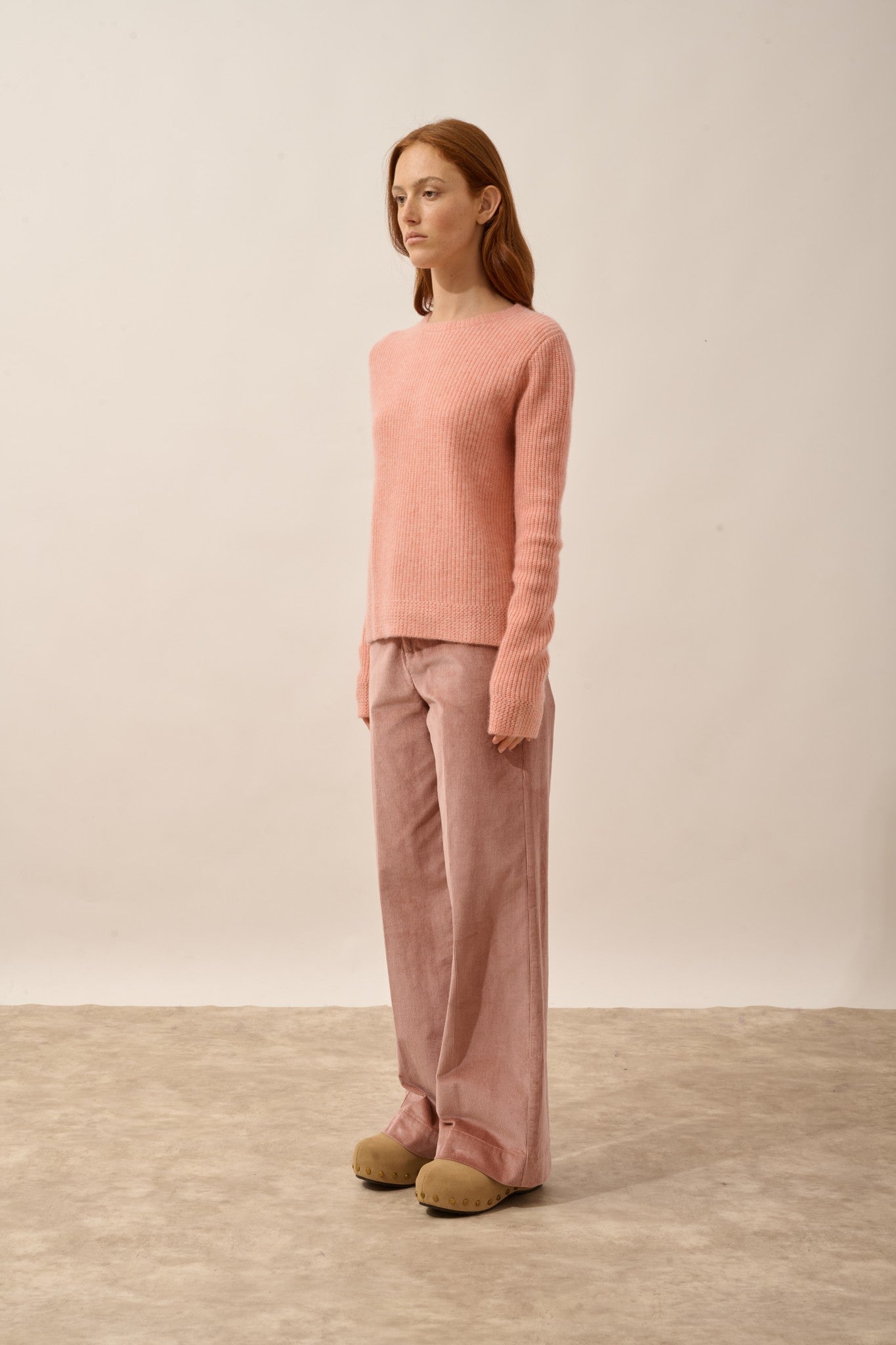 sigrun pull col rond 4 fils corail chiné