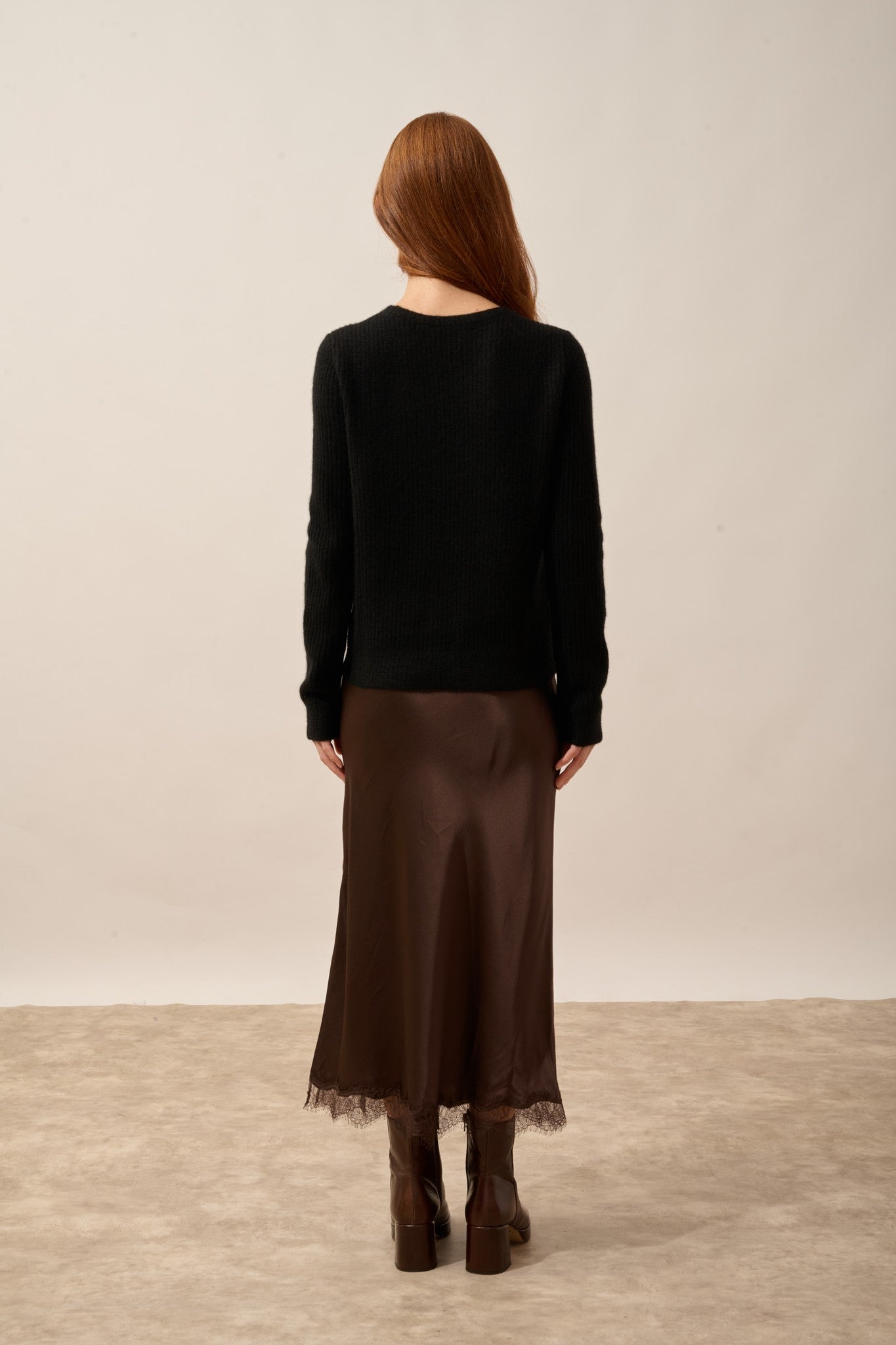 sigrun pull col rond 4 fils noir