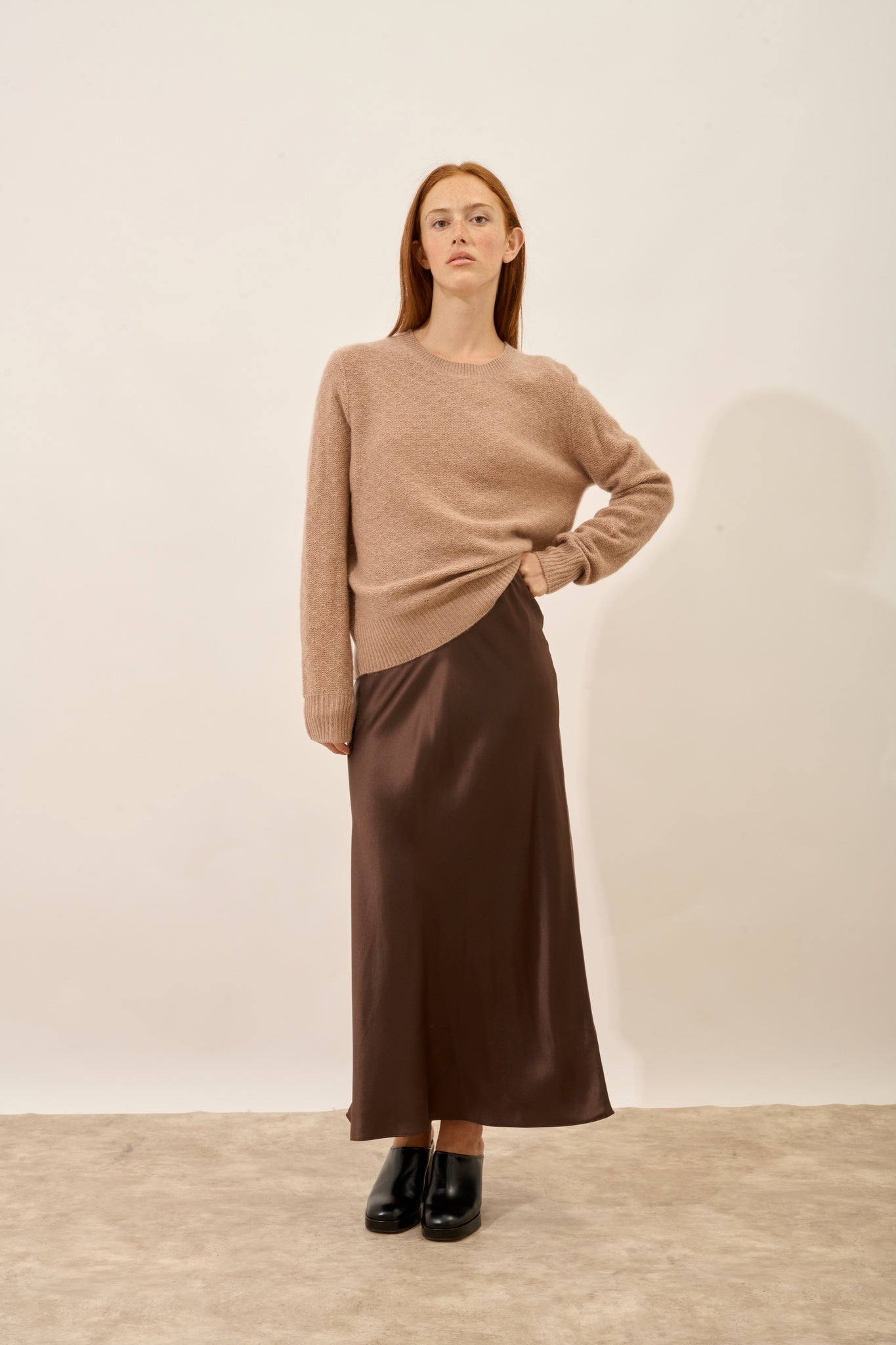 SIGRUN pull col rond camel chiné