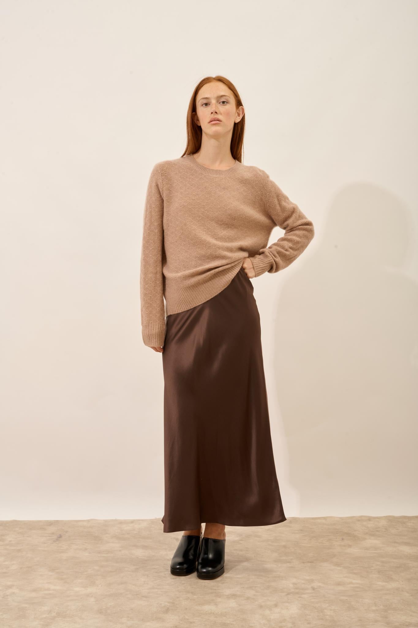 SIGRUN round-neck sweater camel mottled