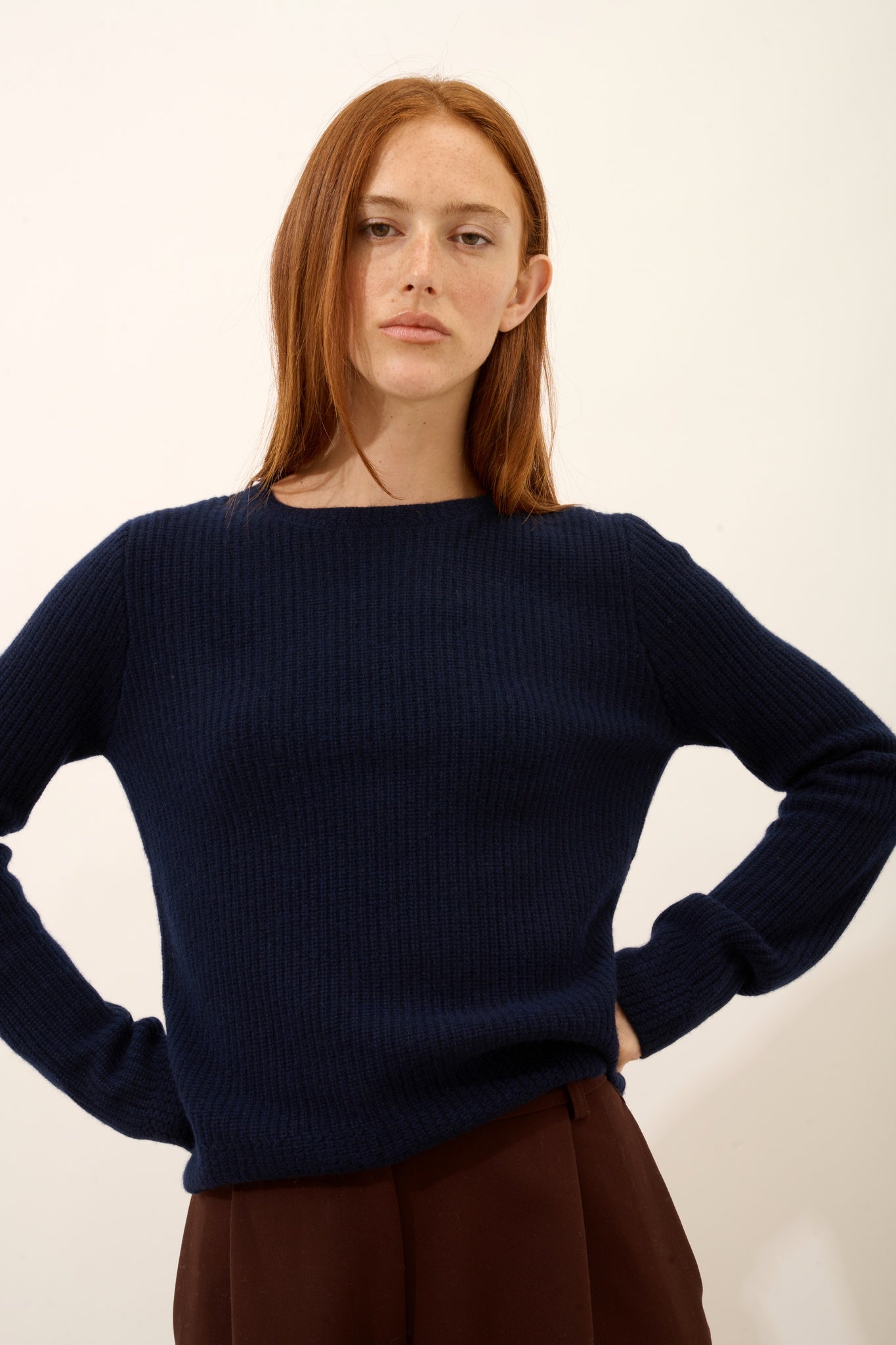 SIGRUN navy round-neck sweater