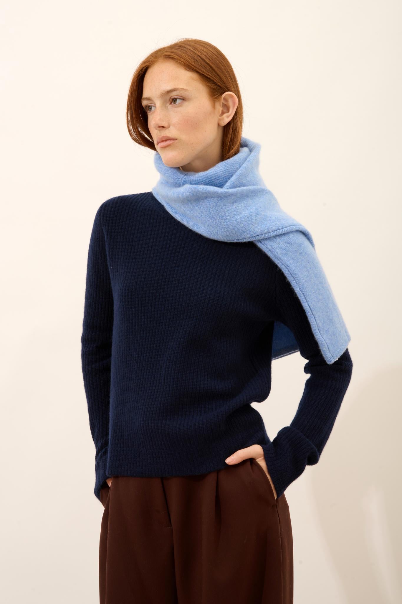 SIGRUN navy round-neck sweater