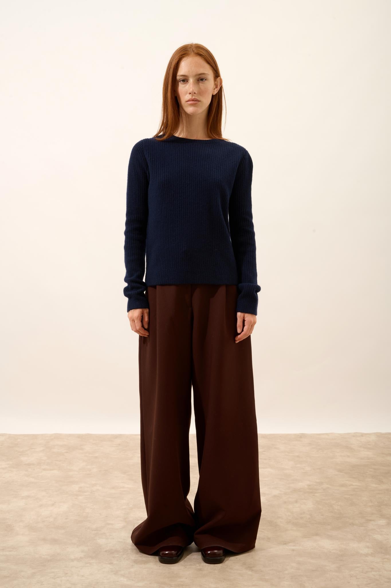 SIGRUN navy round-neck sweater