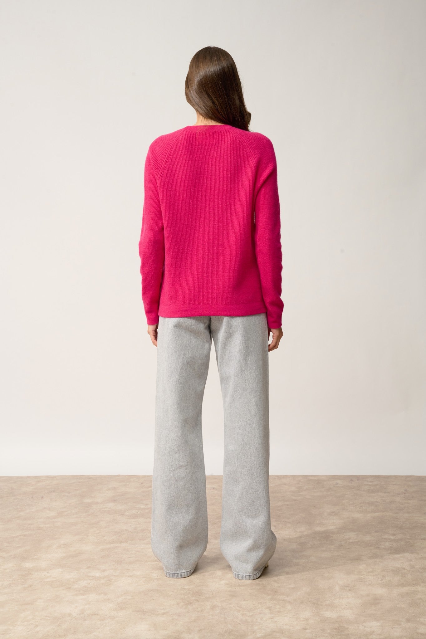 solaya pull col rond fuchsia 100% cachemire