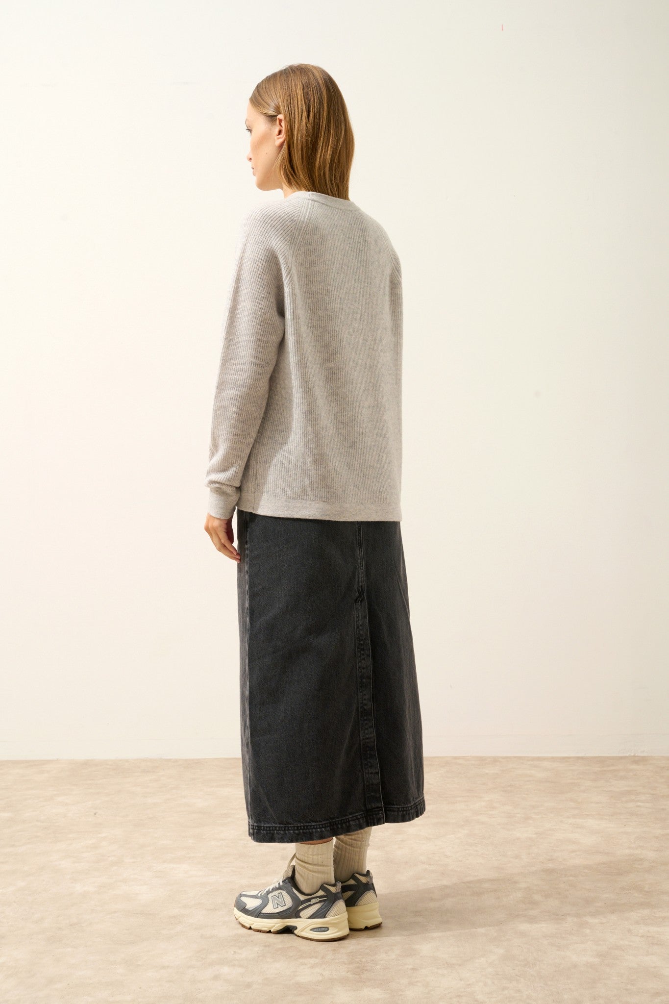 solaya pull col rond glacier chiné 100% cachemire