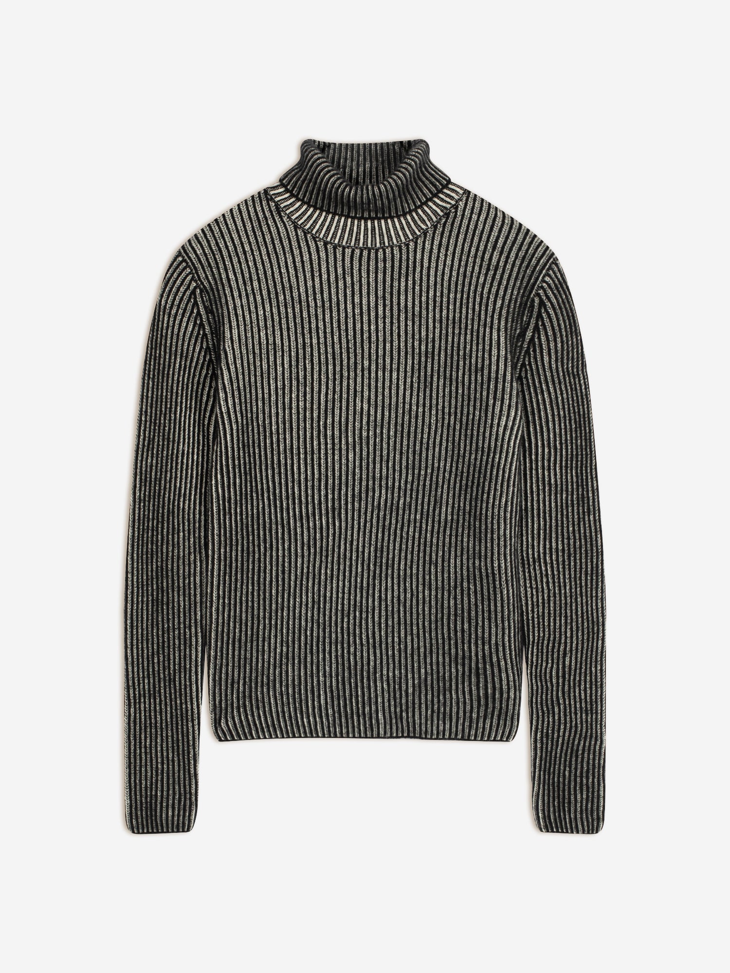 SOMNIA pull col roulé 4 fils noir/ivoire