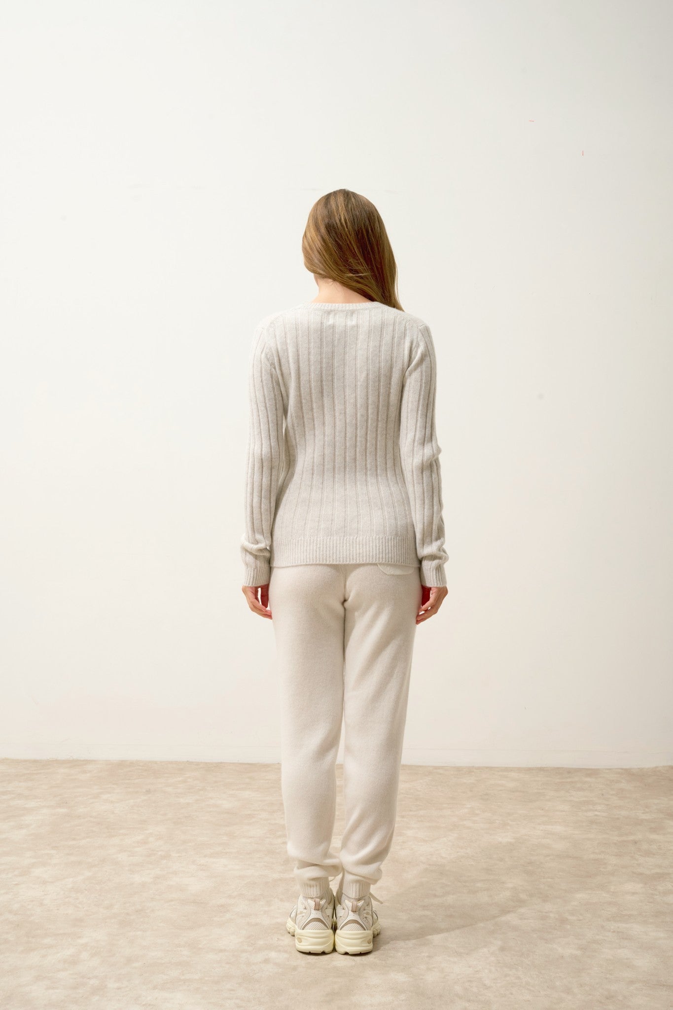 sorrel pull col rond 6 fils gris perle chiné 100% cachemire