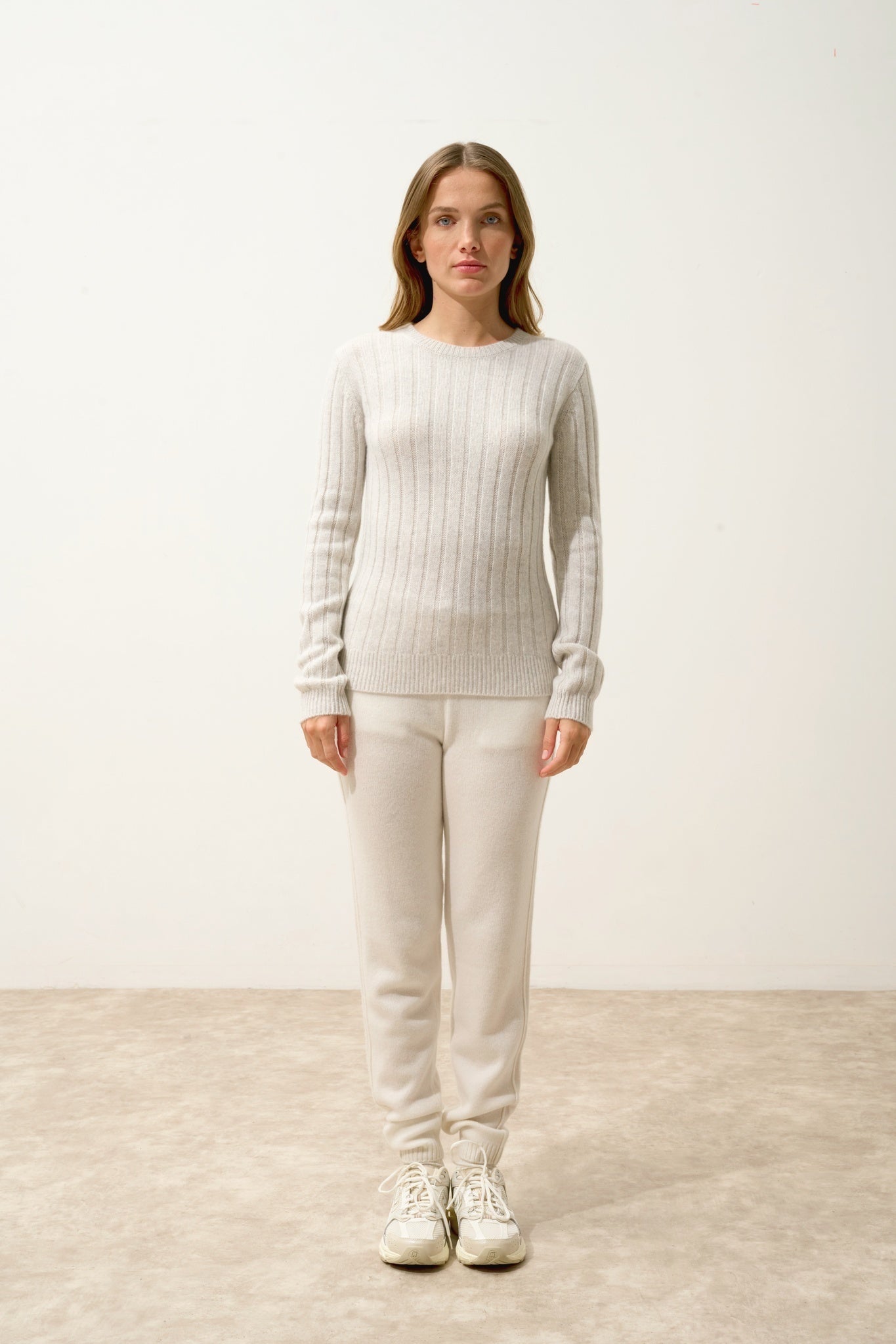 SORREL pull col rond 6 fils gris perle chiné