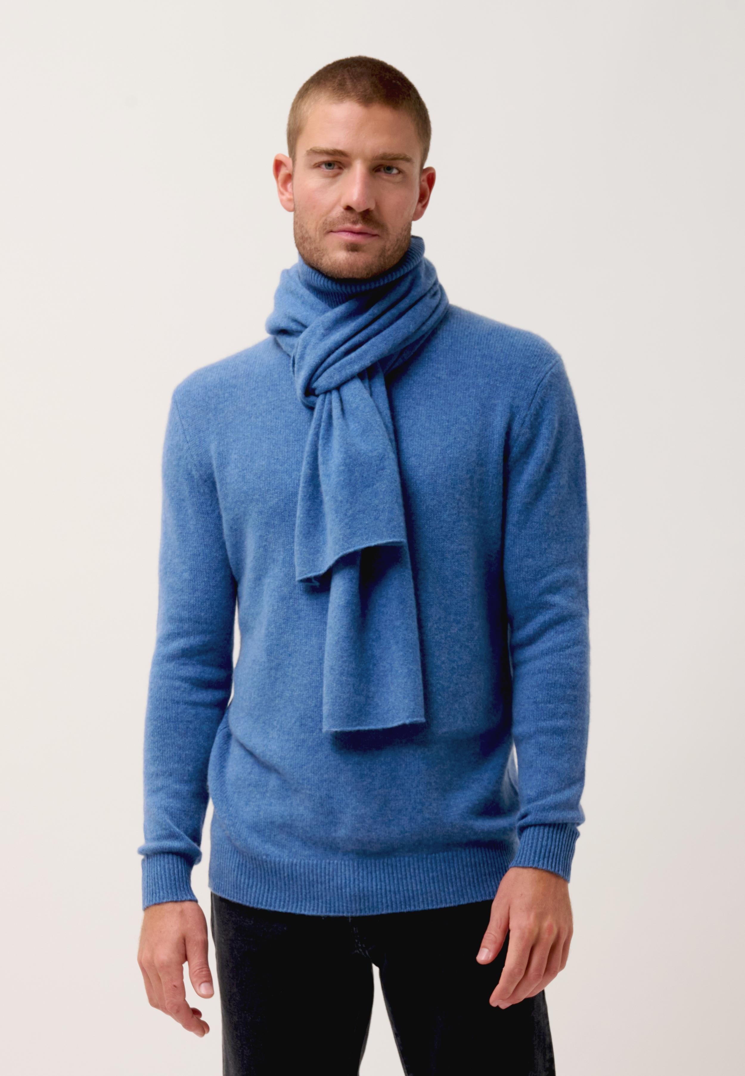 SPENCER denim blue scarf 100% cashmere