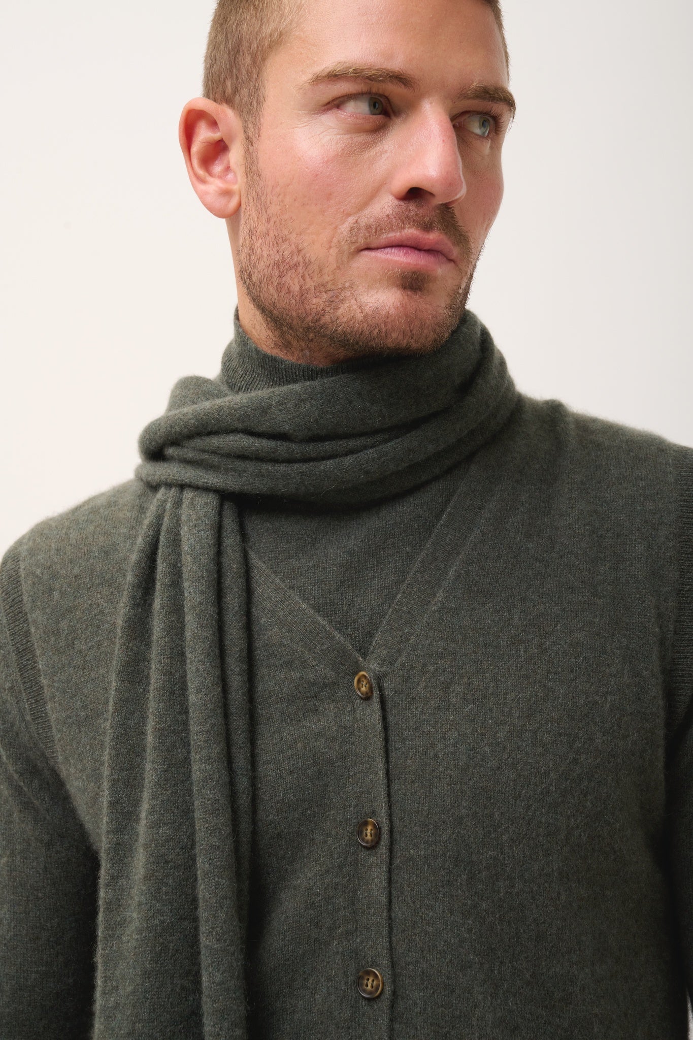 SPENCER écharpe  kaki chiné