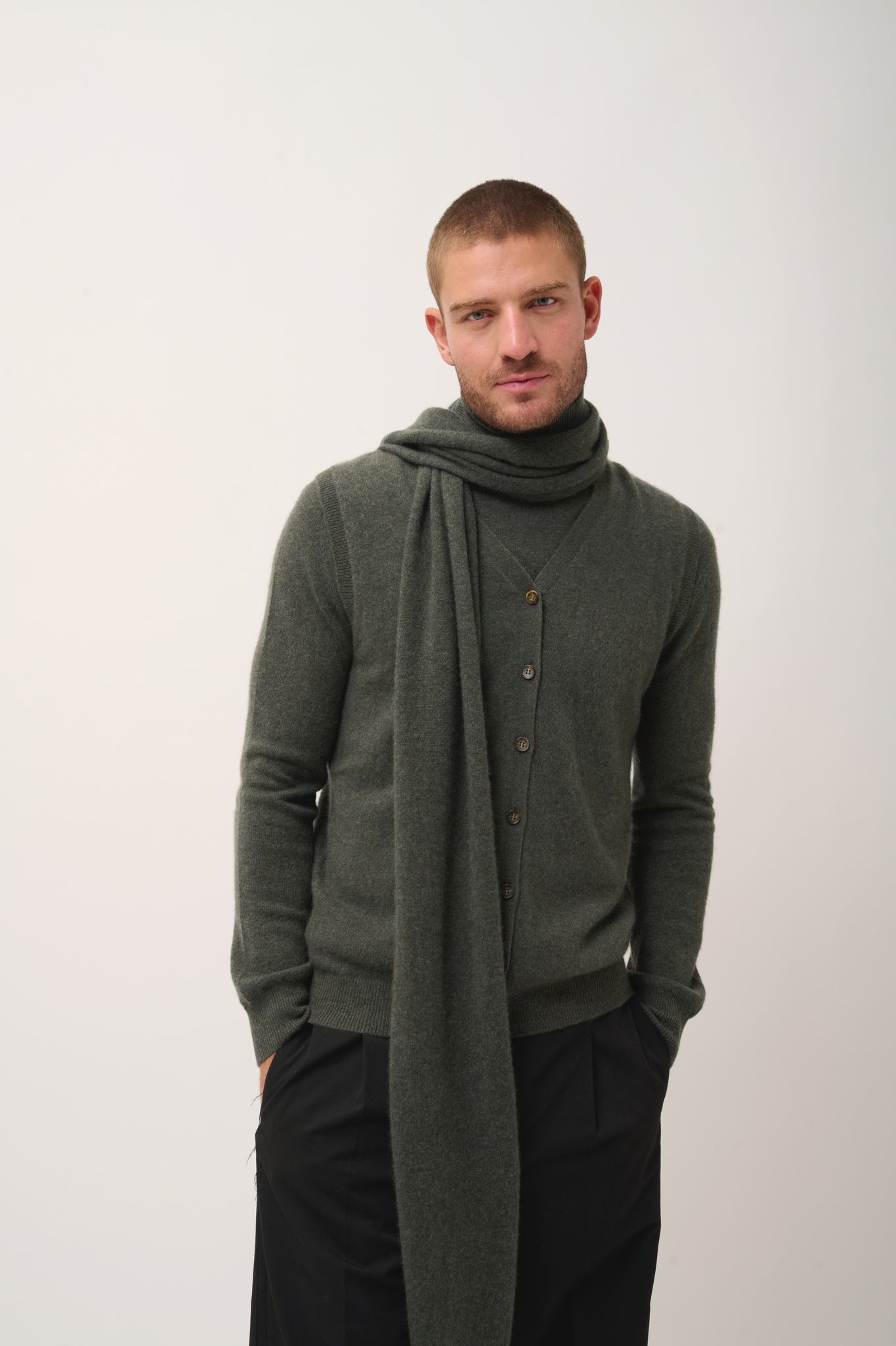 SPENCER écharpe  kaki chiné