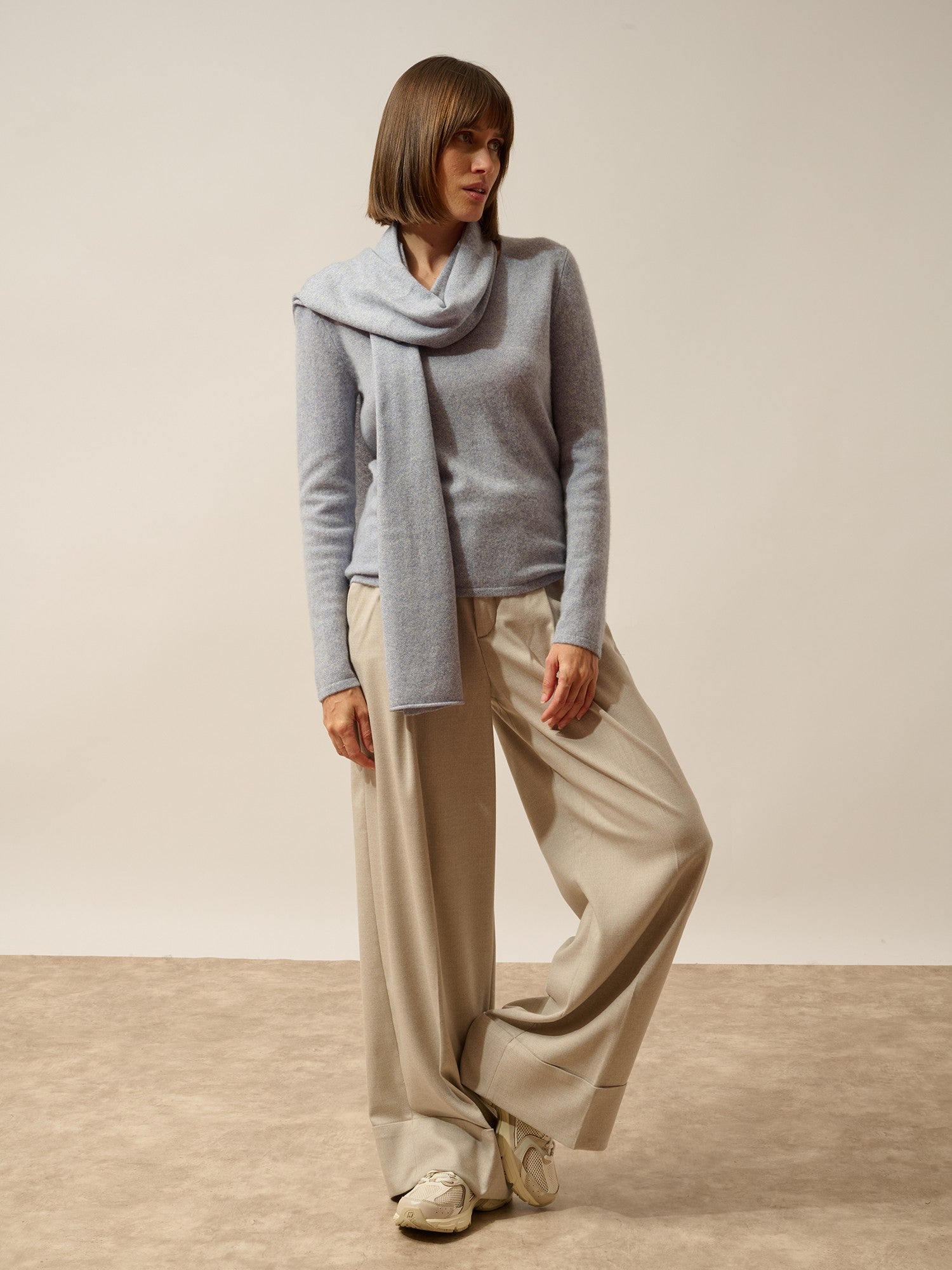 spencer écharpe bleu ivoire