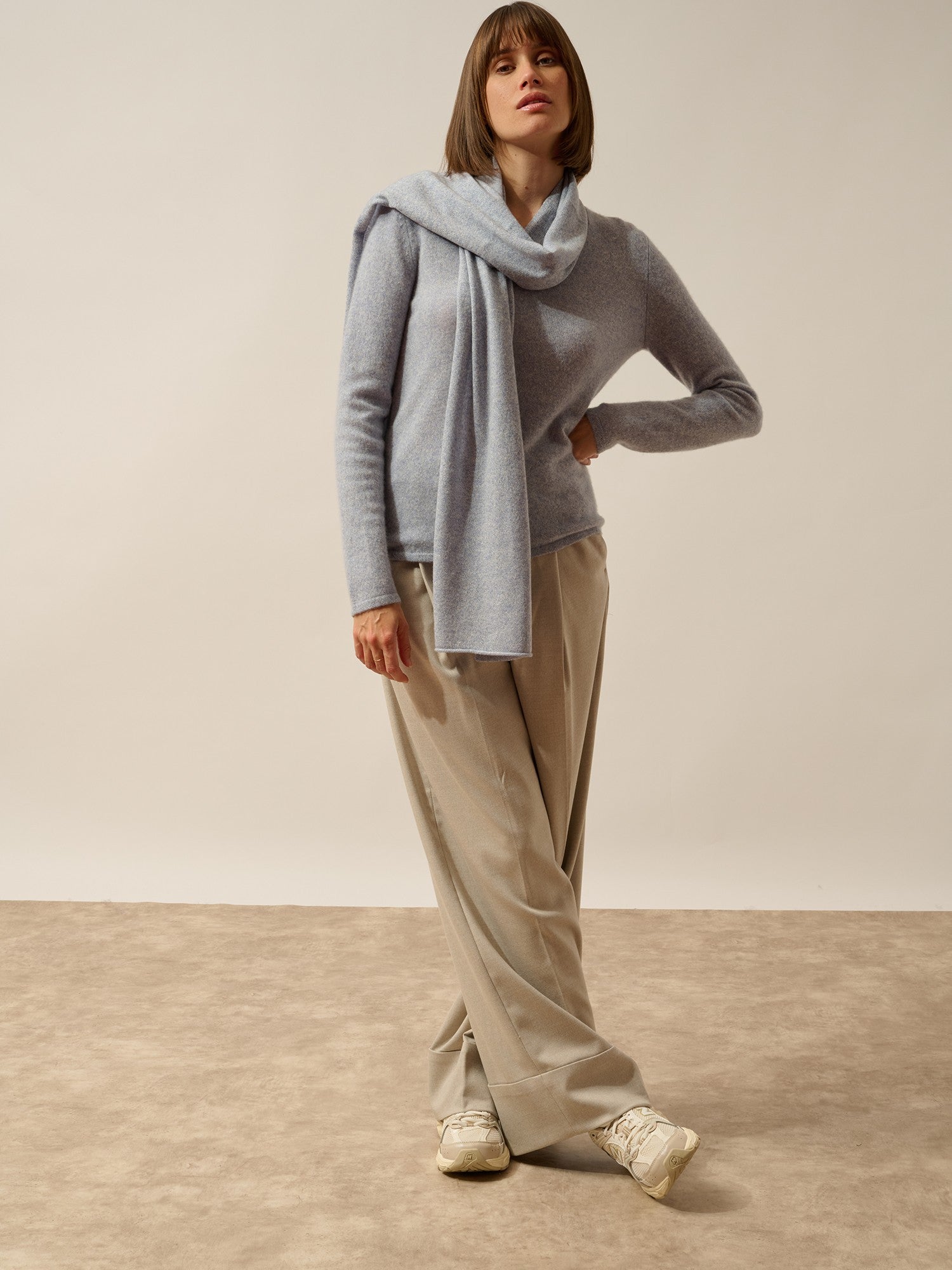 spencer écharpe bleu ivoire