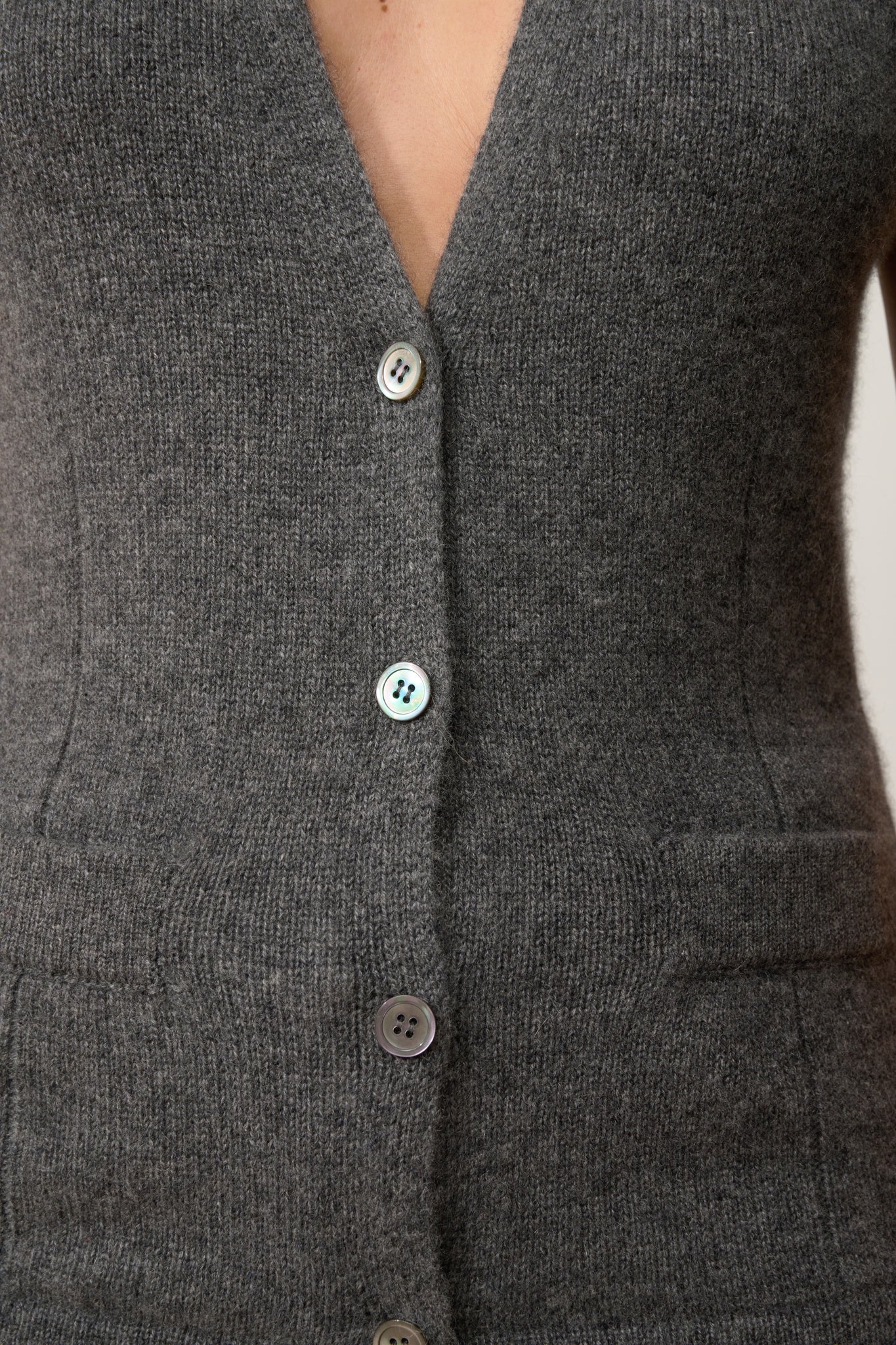 STEFAN cardigan col v anthracite chiné