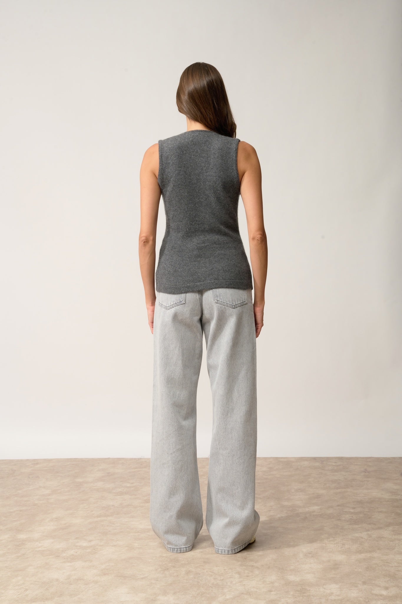 STEFAN cardigan col v anthracite chiné