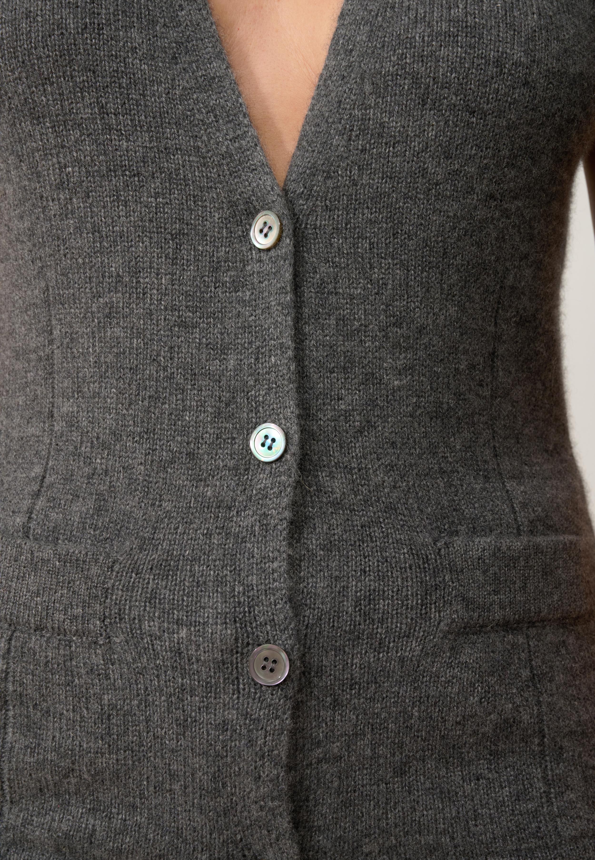 STEFAN cardigan col v anthracite chiné